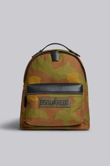 DSQUARED2 Men Backpack Military green Size OneSize 95% Polyamide 5% Bovine leather (45592674LR)