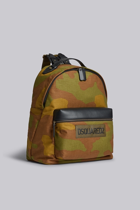 DSQUARED2 Men Backpack Military green Size OneSize 95% Polyamide 5% Bovine leather (45592674LR)