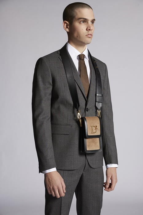 DSQUARED2 Men Shoulder bag Black Size OneSize 78% Cotton 20% Bovine leather 2% Elastane (45621076IG)