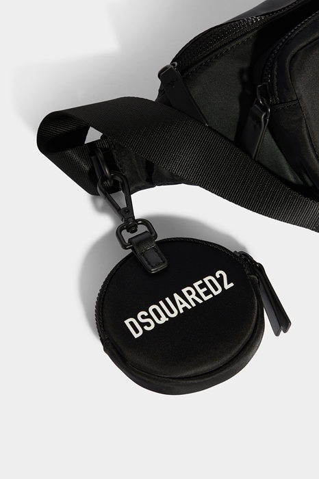 DSQUARED2 Women Fanny pack Black/White Size OneSize 95% Polyamide 5% Bovine leather (45637780WX)