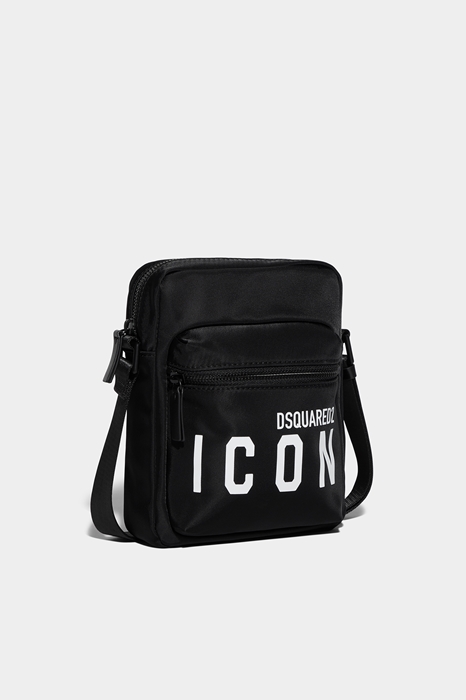 DSQUARED2 Men Shoulder bag Black/White Size OneSize 95% Polyamide 5% Bovine leather (45637792GN)