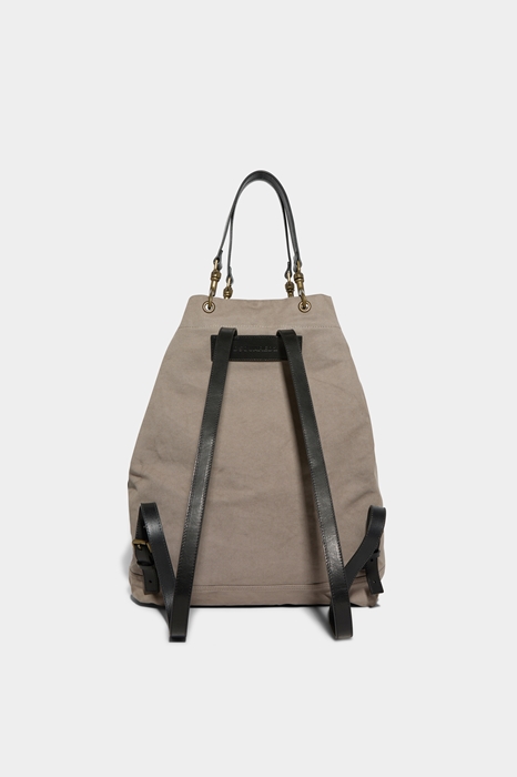 DSQUARED2 Men Backpack Dove grey Size OneSize 80% Cotton 20% Bovine leather (45642339KM)
