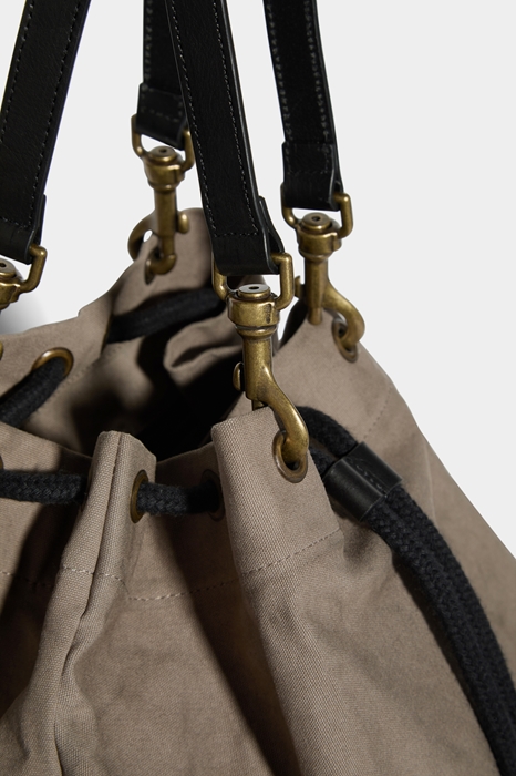 DSQUARED2 Men Backpack Dove grey Size OneSize 80% Cotton 20% Bovine leather (45642339KM)