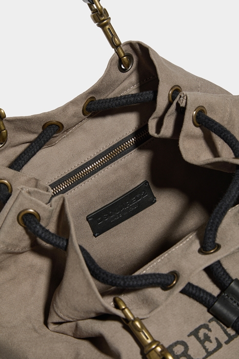 DSQUARED2 Men Backpack Dove grey Size OneSize 80% Cotton 20% Bovine leather (45642339KM)