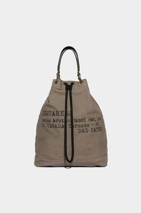 DSQUARED2 Men Backpack Dove grey Size OneSize 80% Cotton 20% Bovine leather (45642339KM)