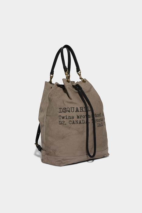 DSQUARED2 Men Backpack Dove grey Size OneSize 80% Cotton 20% Bovine leather (45642339KM)