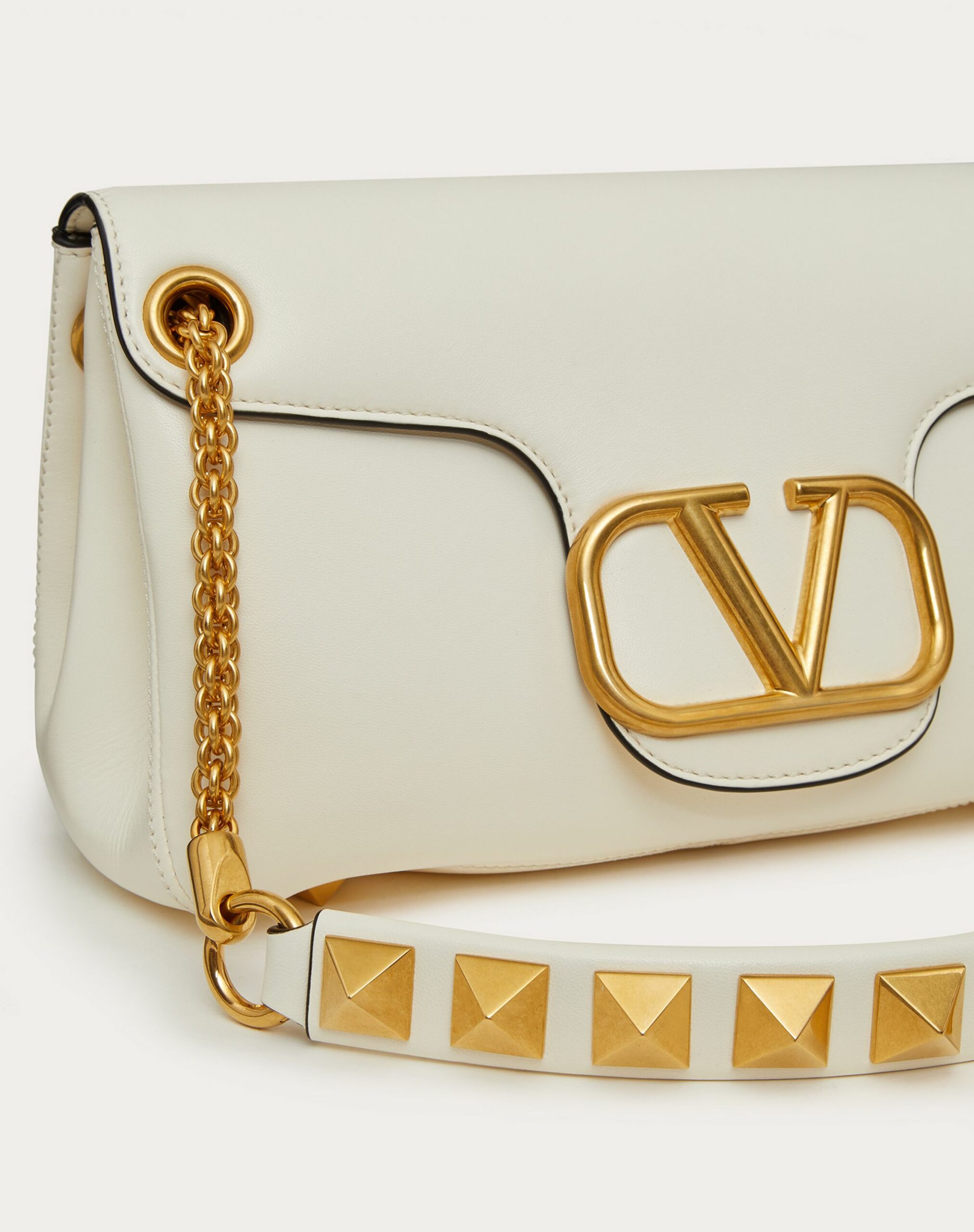 Valentino Stud Sign Nappa Shoulder Bag Ivory (1W2B0K26VNL098)