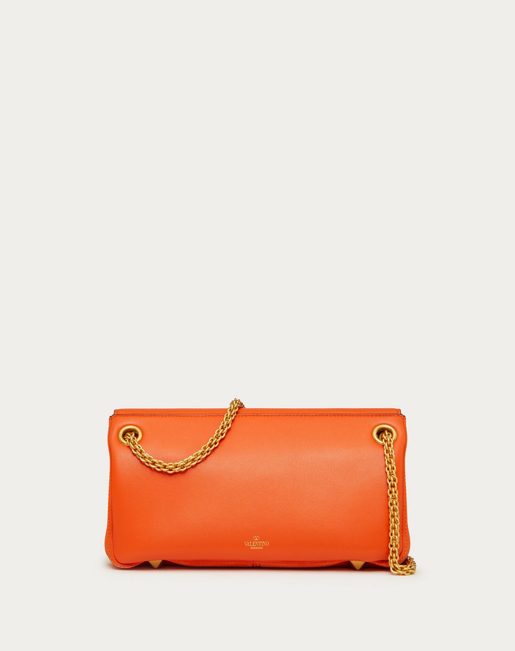 Valentino Stud Sign Shoulder Bag In Nappa And Suede Leather Orange (XW2B0K26IRL0LR)