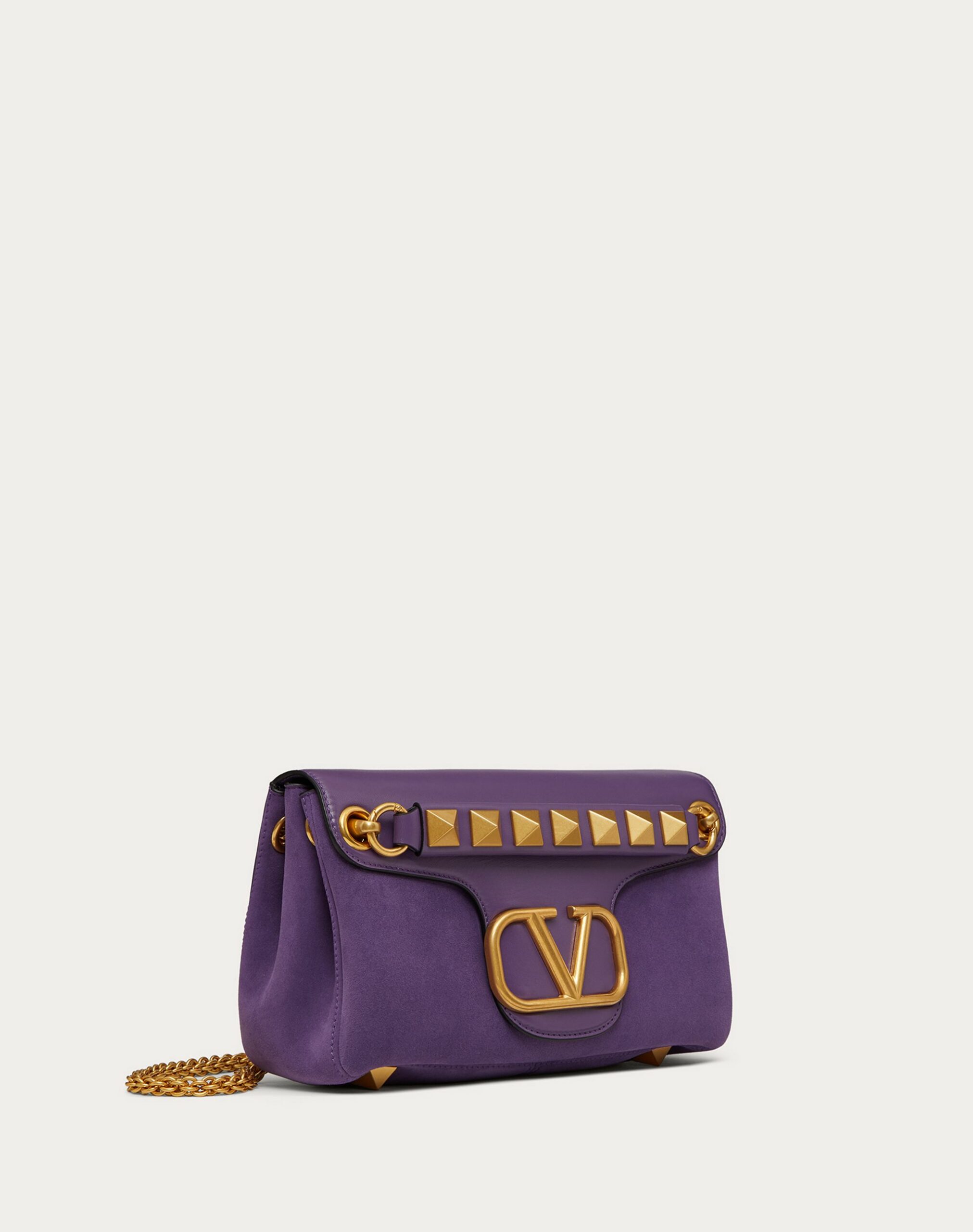 Valentino Stud Sign Shoulder Bag In Nappa And Suede Leather Purple (XW2B0K26IRLT1N)