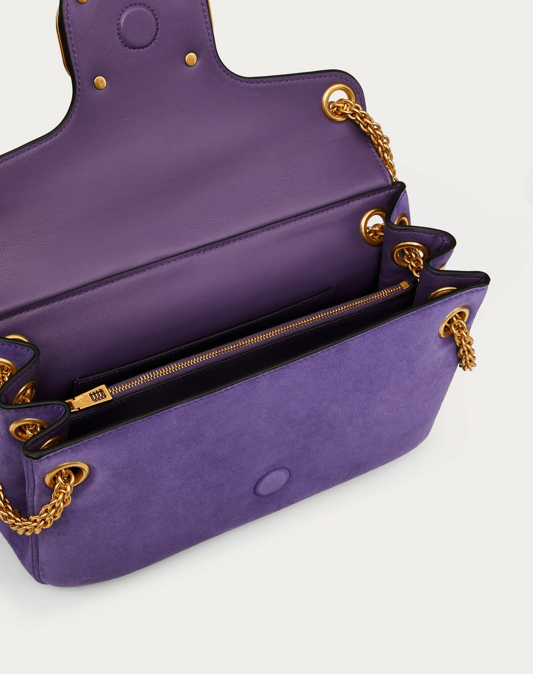 Valentino Stud Sign Shoulder Bag In Nappa And Suede Leather Purple (XW2B0K26IRLT1N)