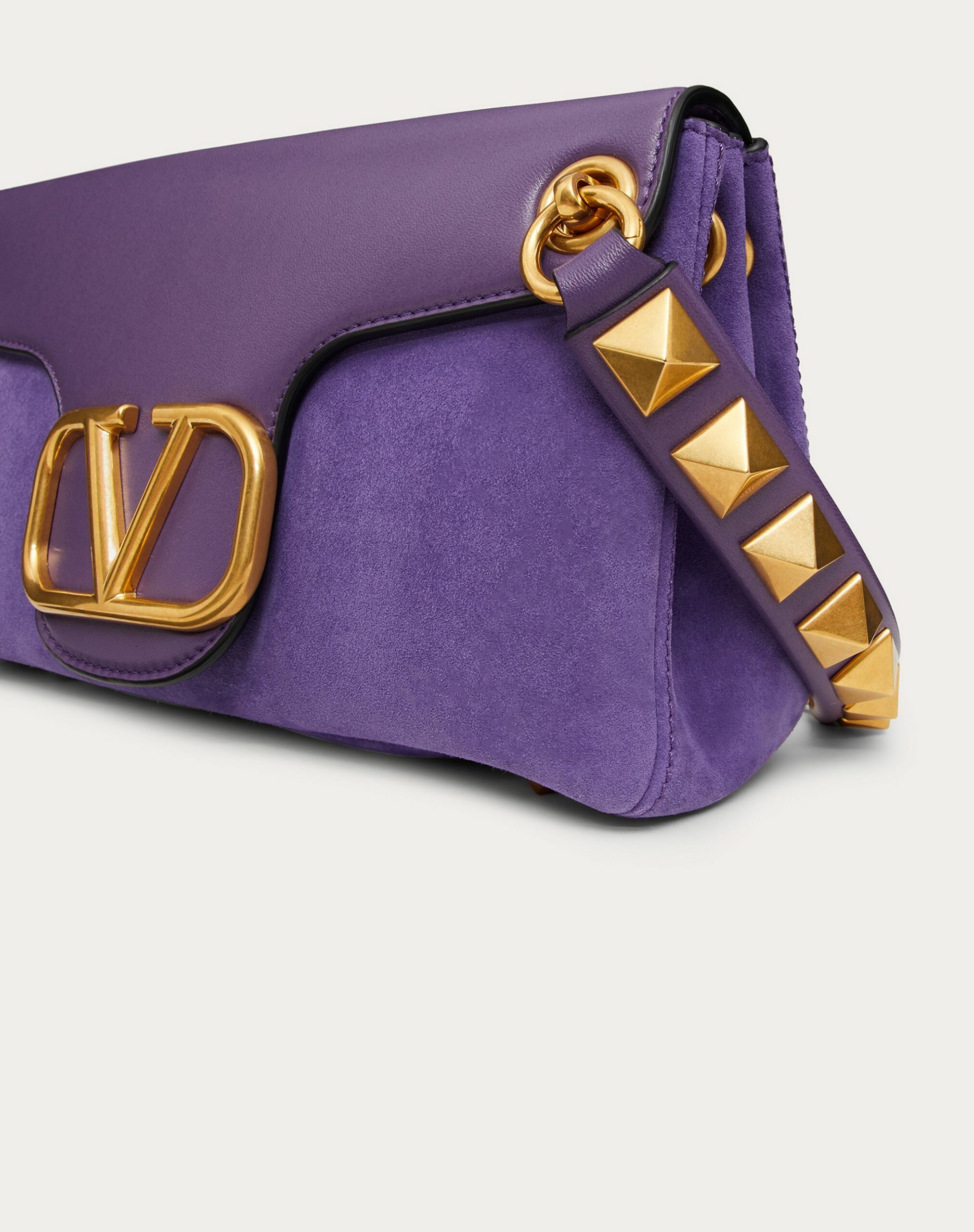 Valentino Stud Sign Shoulder Bag In Nappa And Suede Leather Purple (XW2B0K26IRLT1N)