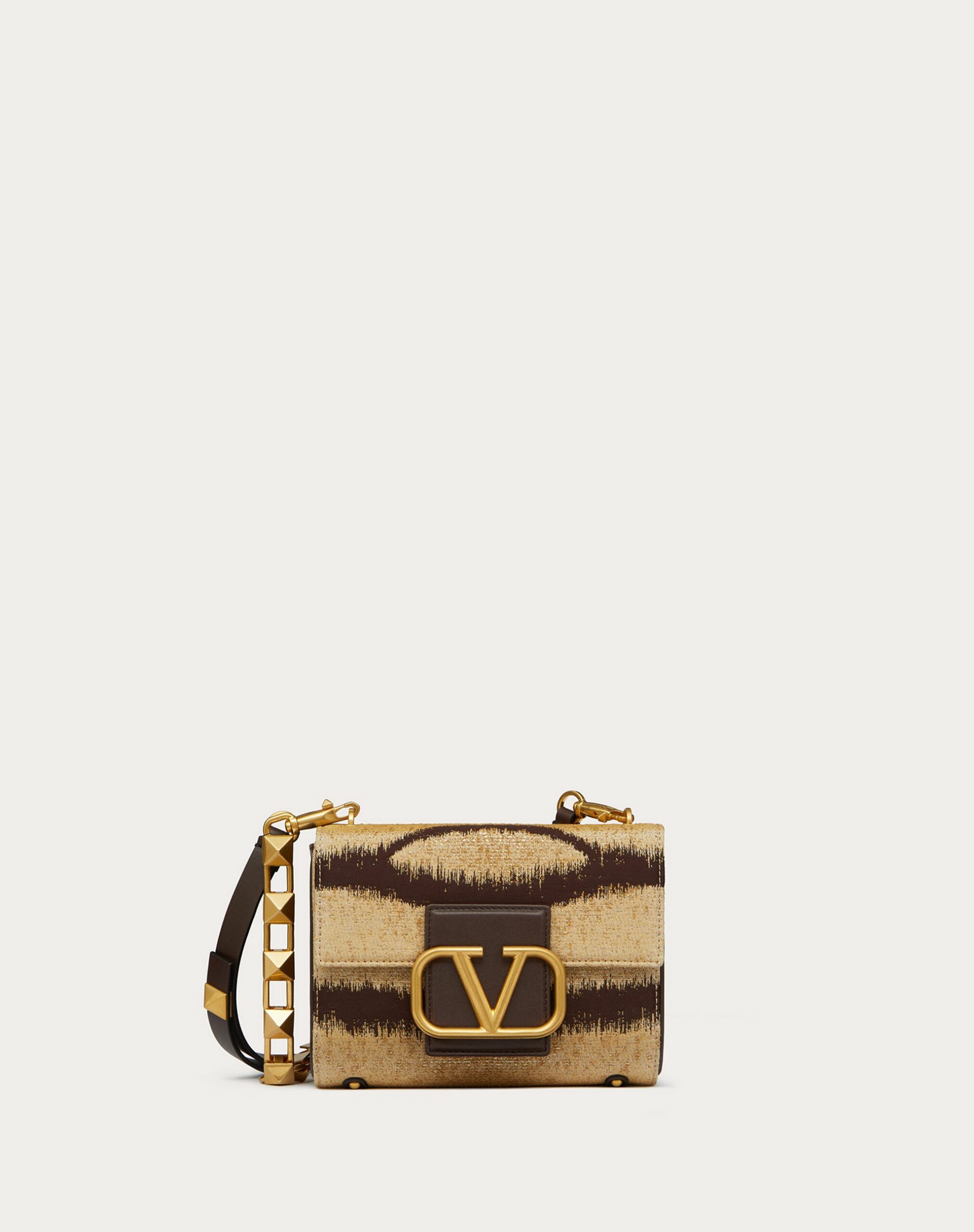 Valentino Stud Sign Shoulder Bag In Jacquard Tiger Motif Fabric Beige/brown (XW2B0J96YLES29)
