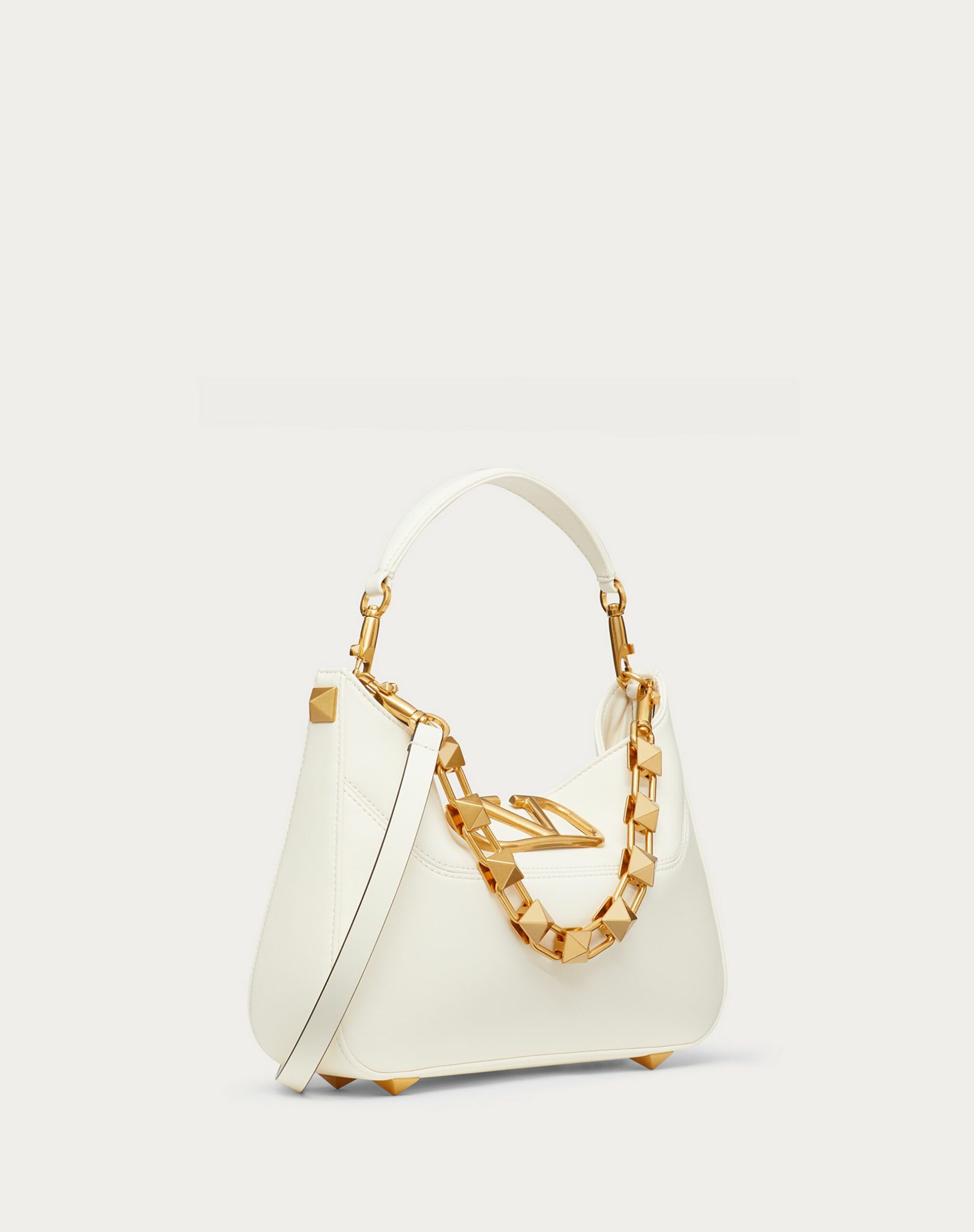 Valentino Stud Sign Hobo Bag In Nappa Ivory (XW2B0K28VNL098)