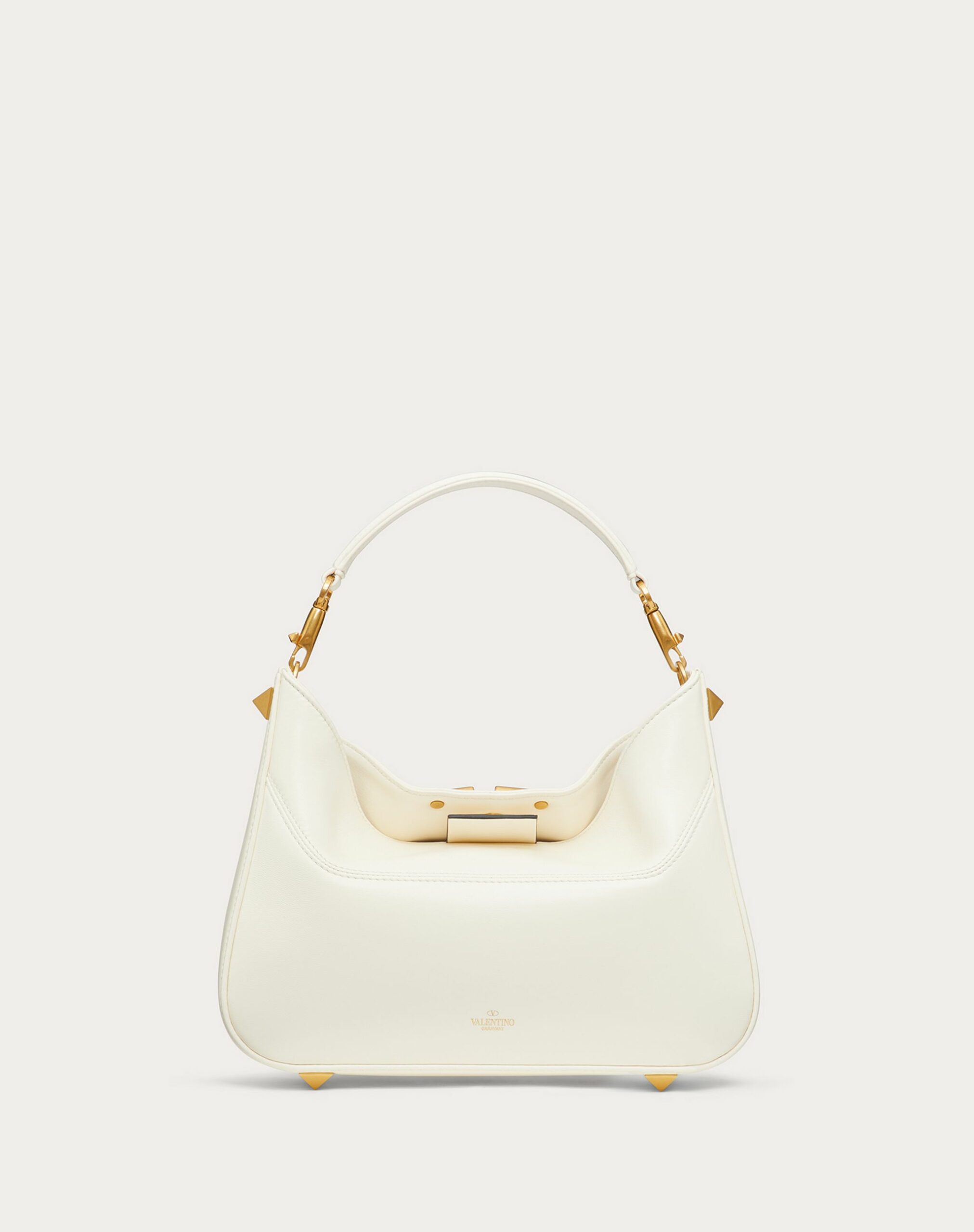 Valentino Stud Sign Hobo Bag In Nappa Ivory (XW2B0K28VNL098)