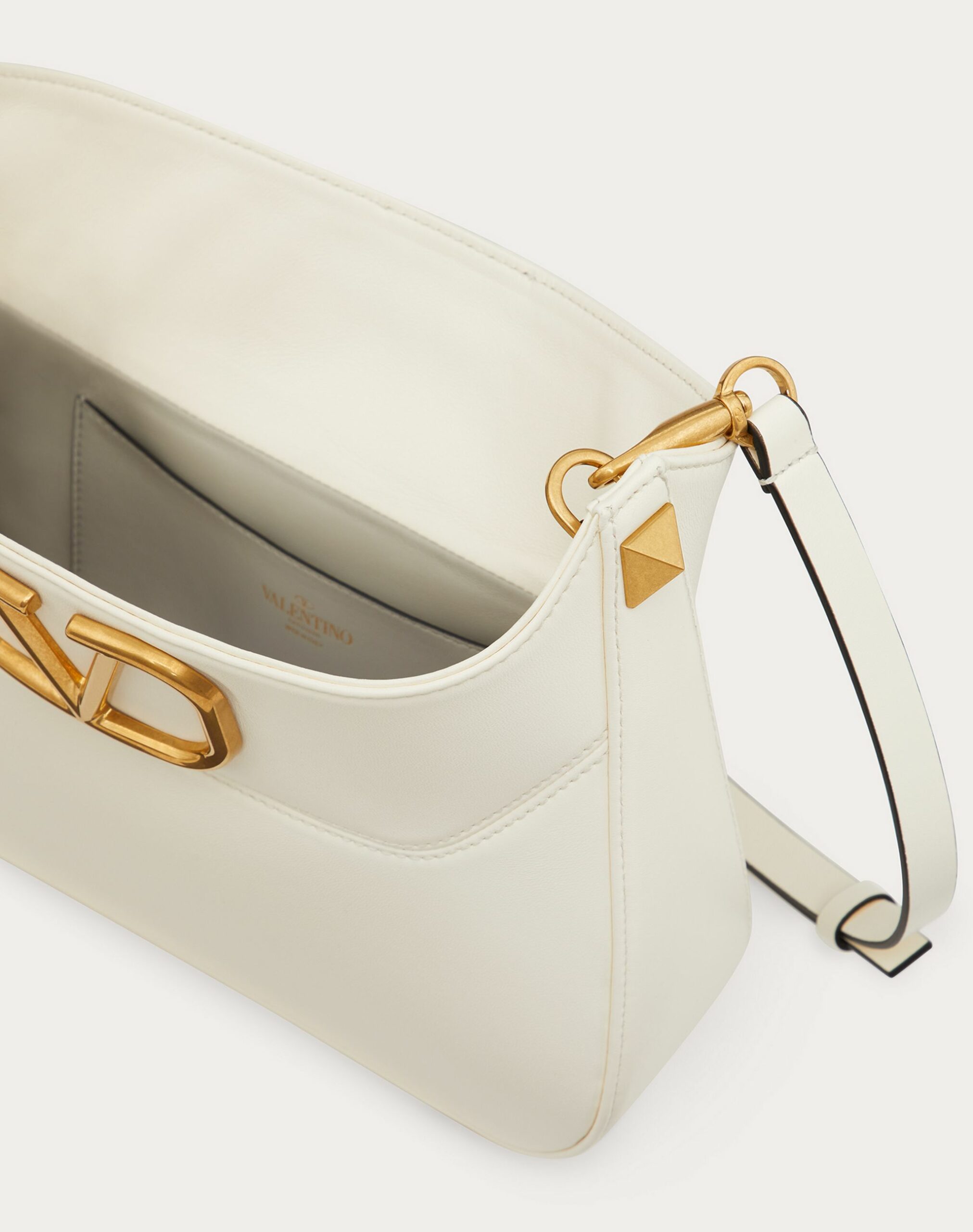 Valentino Stud Sign Hobo Bag In Nappa Ivory (XW2B0K28VNL098)