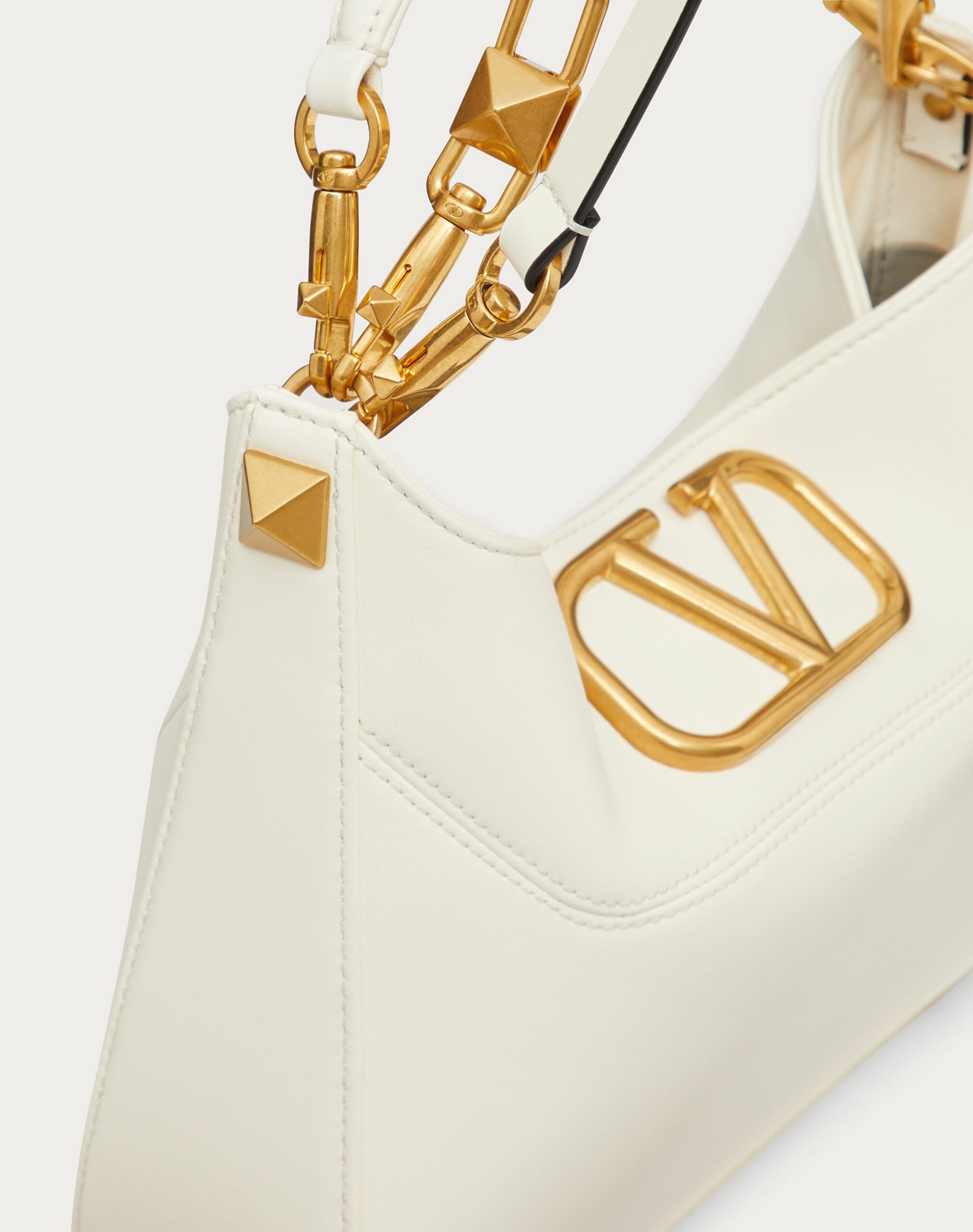 Valentino Stud Sign Hobo Bag In Nappa Ivory (XW2B0K28VNL098)