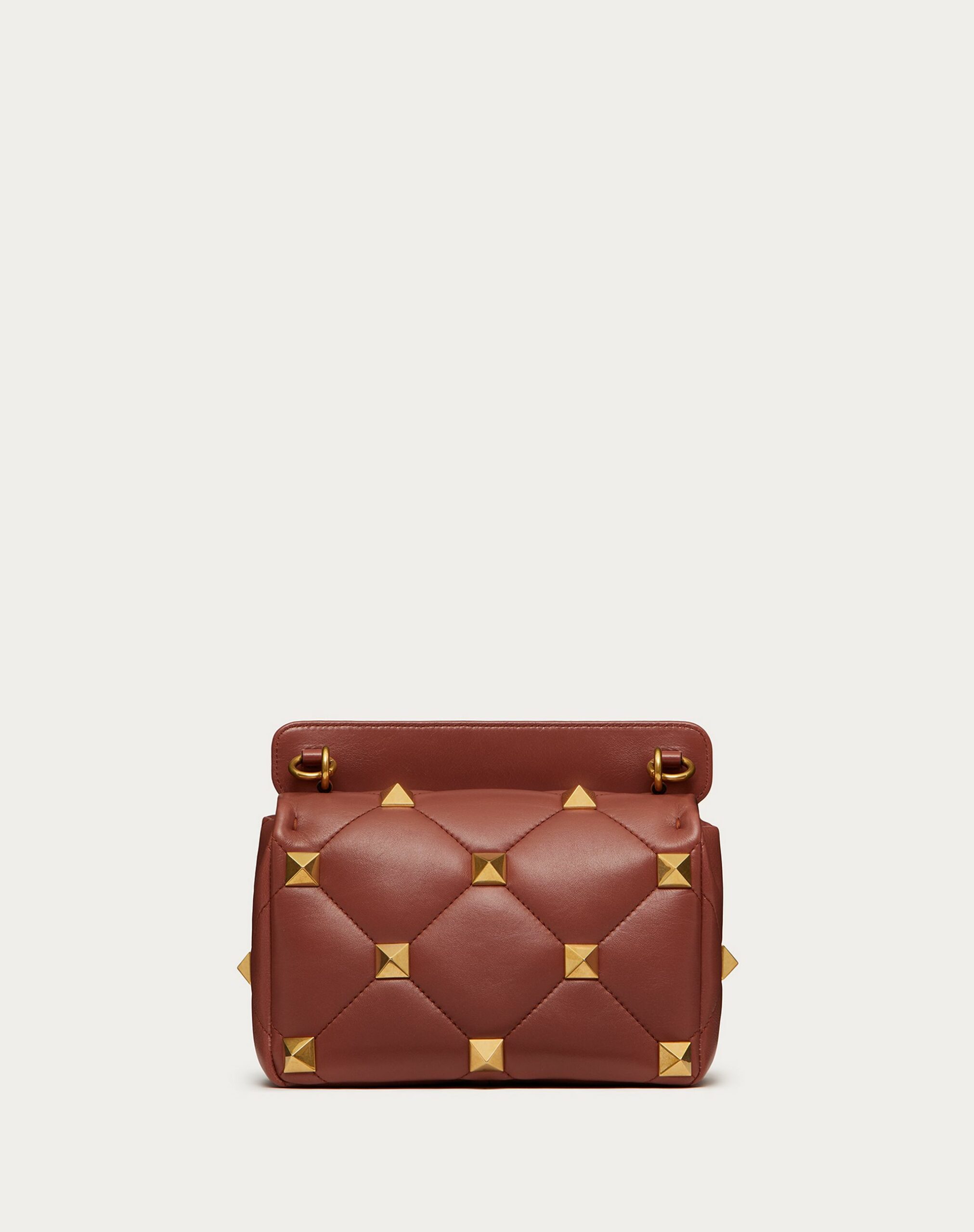 Valentino Medium Roman Stud The Shoulder Bag In Nappa With Chain Gingerbread (XW0B0I82BSFPVG)