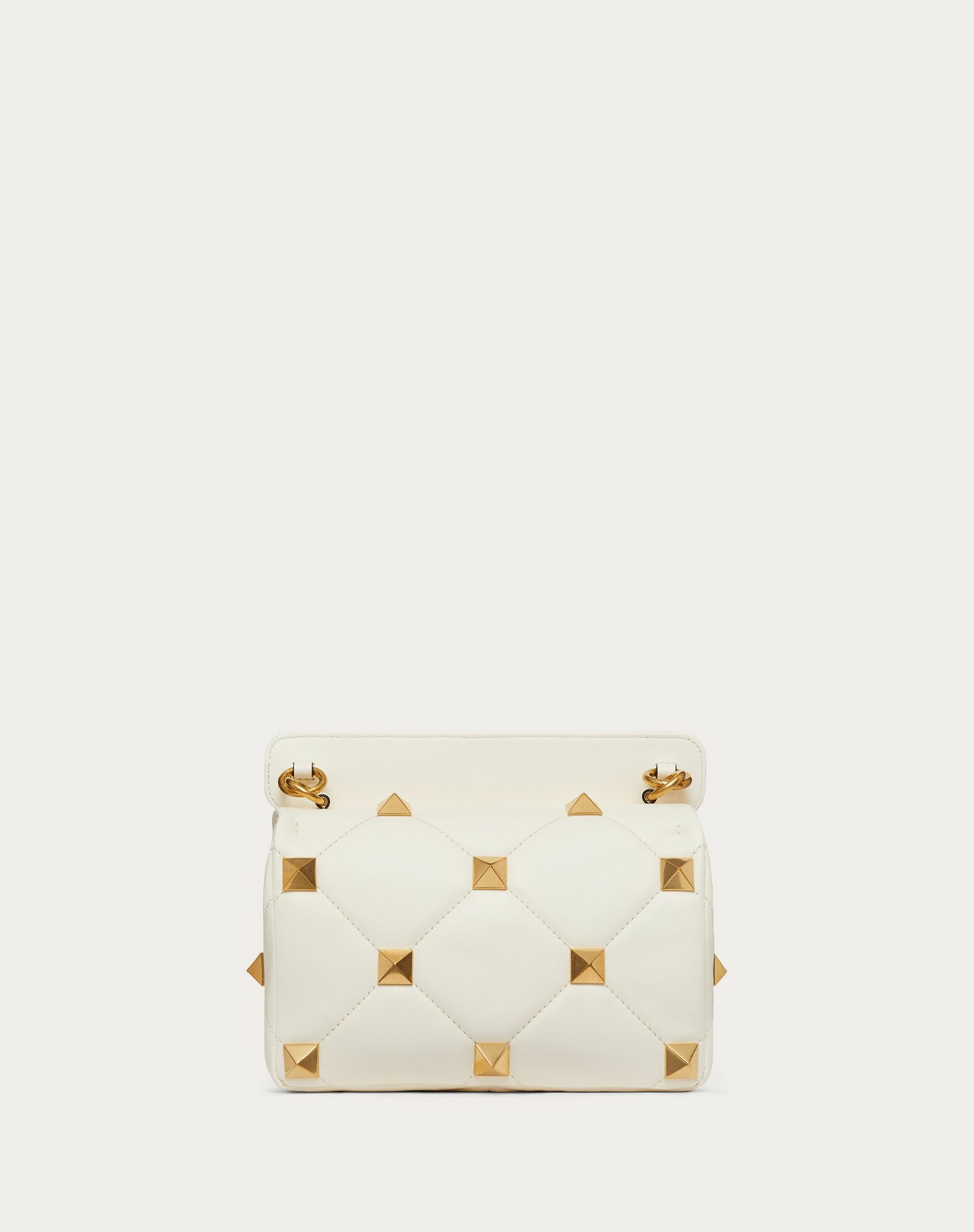 Valentino Medium Roman Stud The Shoulder Bag In Nappa With Chain Ivory (1W2B0I82BSF098)