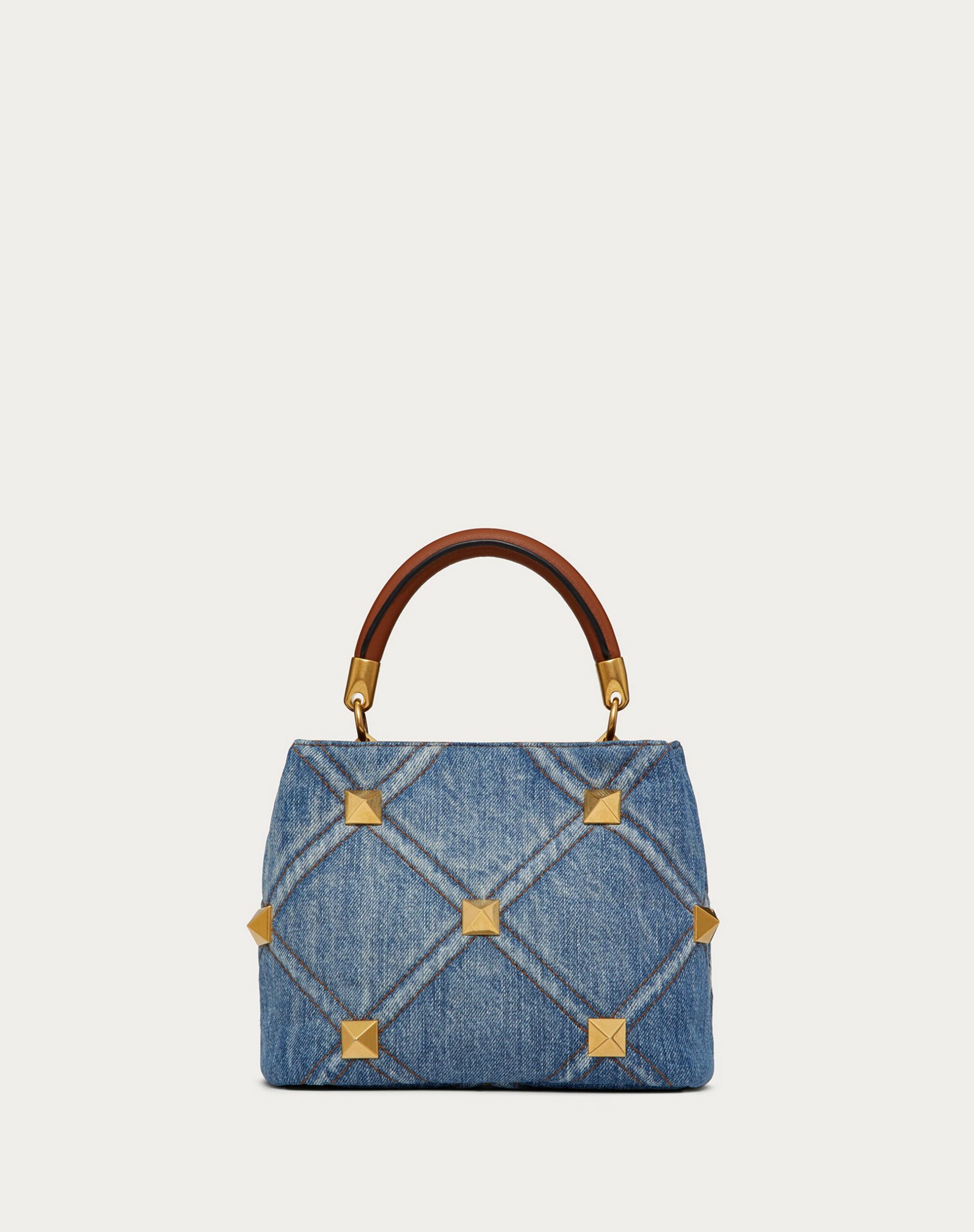 Valentino Small Roman Stud The Handle Bag In Denim Denim (XW0B0I97HMRF23)