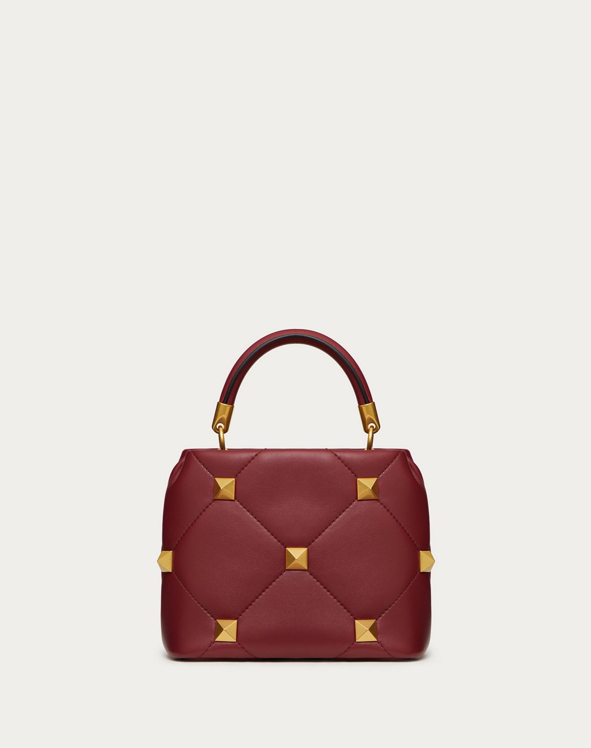 Valentino Small Roman Stud The Handle Bag In Nappa Ruby (XW2B0I97BSFU27)