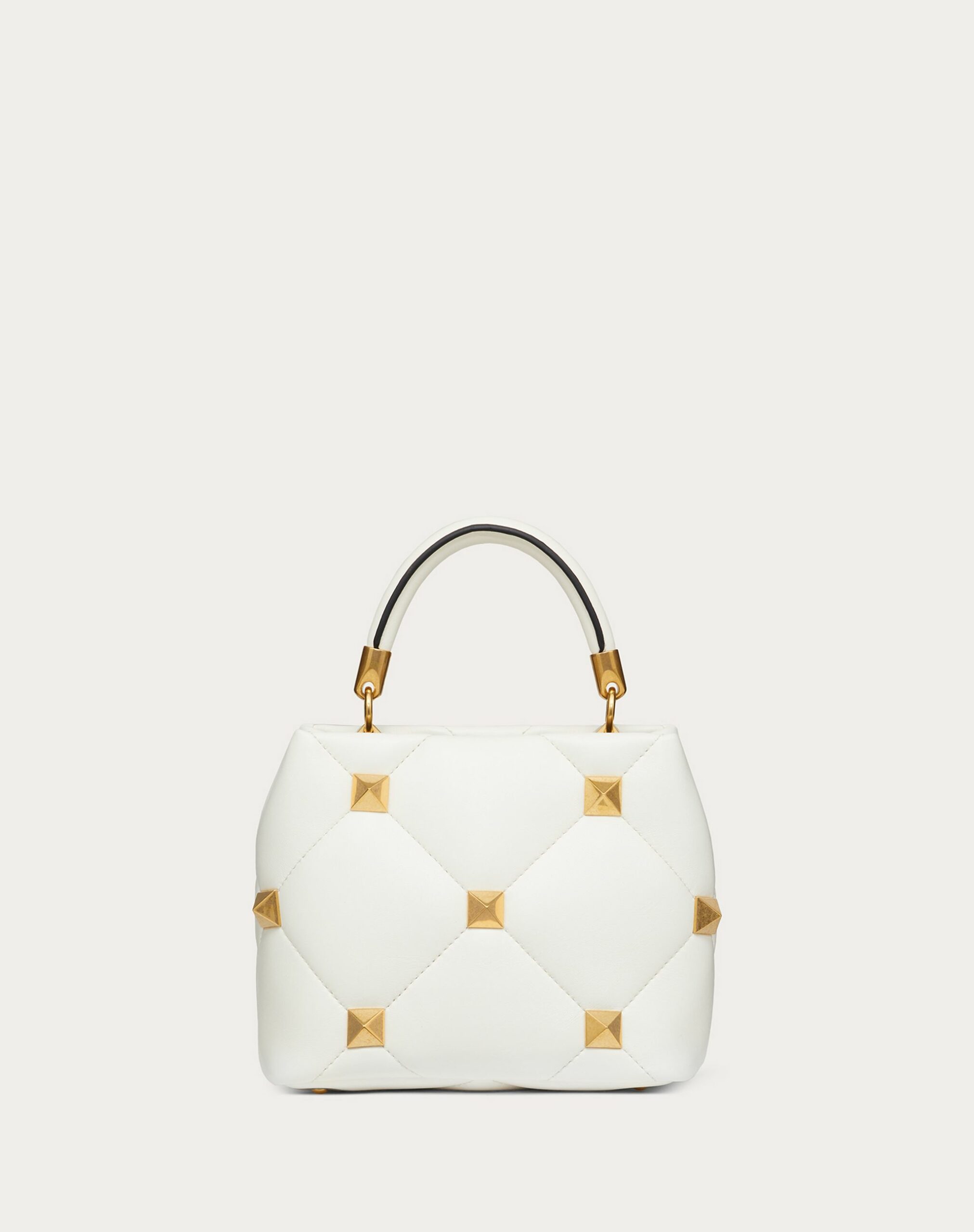 Valentino Small Roman Stud The Handle Bag In Nappa Ivory (1W2B0I97BSF098)