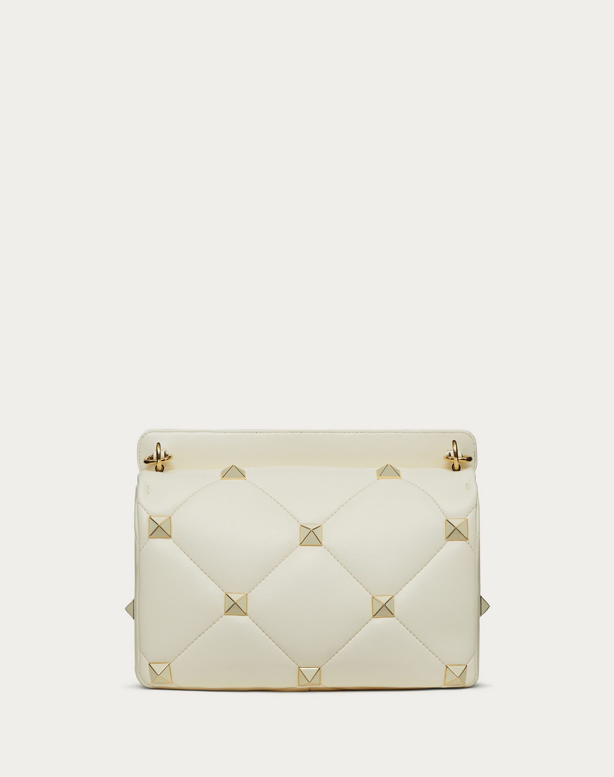 Valentino Large Roman Stud The Shoulder Bag In Nappa With Chain And Enamelled Studs Ivory (XW2B0I60PTH098)