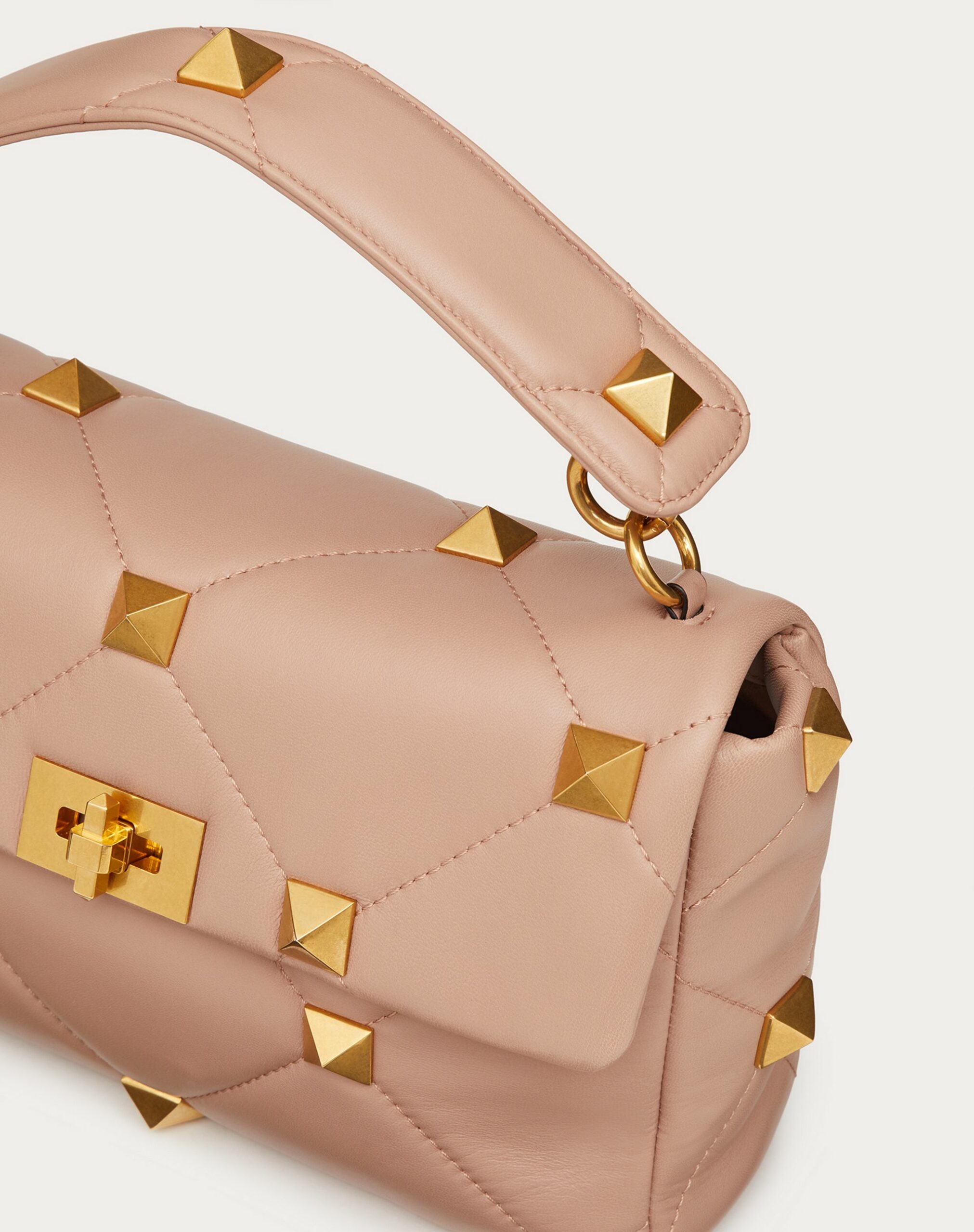 Valentino Large Roman Stud The Shoulder Bag In Nappa With Chain Rose Cannelle (1W2B0I60BSFGF9)