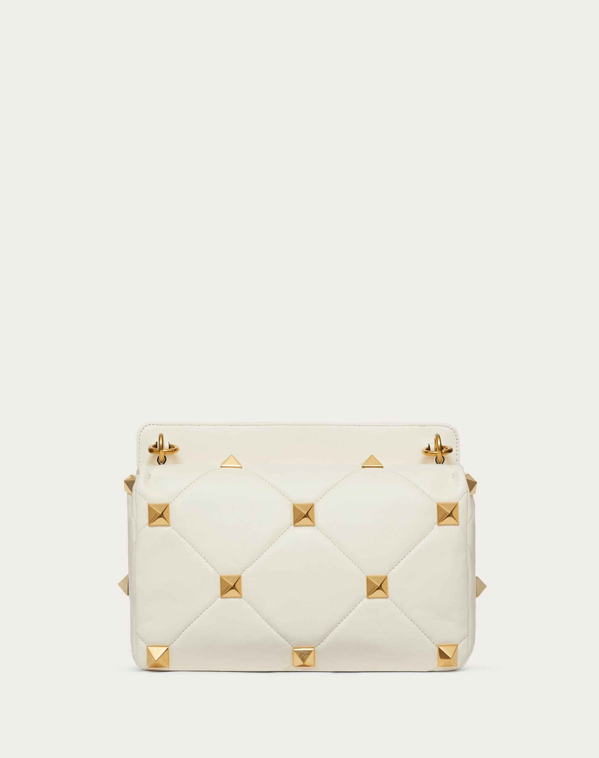 Valentino Large Roman Stud The Shoulder Bag In Nappa With Chain Ivory (1W2B0I60BSF098)