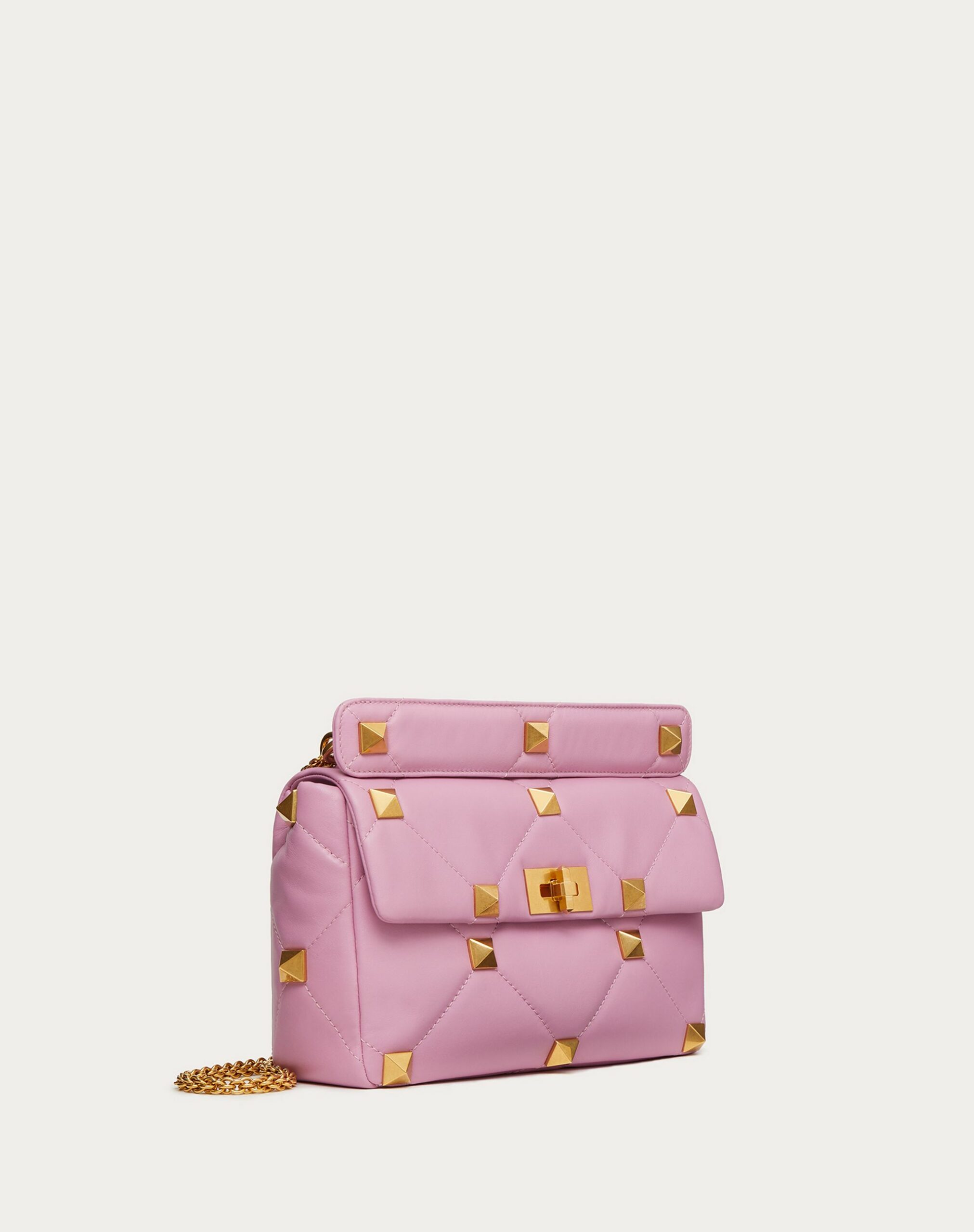 Valentino Large Roman Stud The Shoulder Bag In Nappa With Chain Light Pink (VW2B0I60BSFGI1)