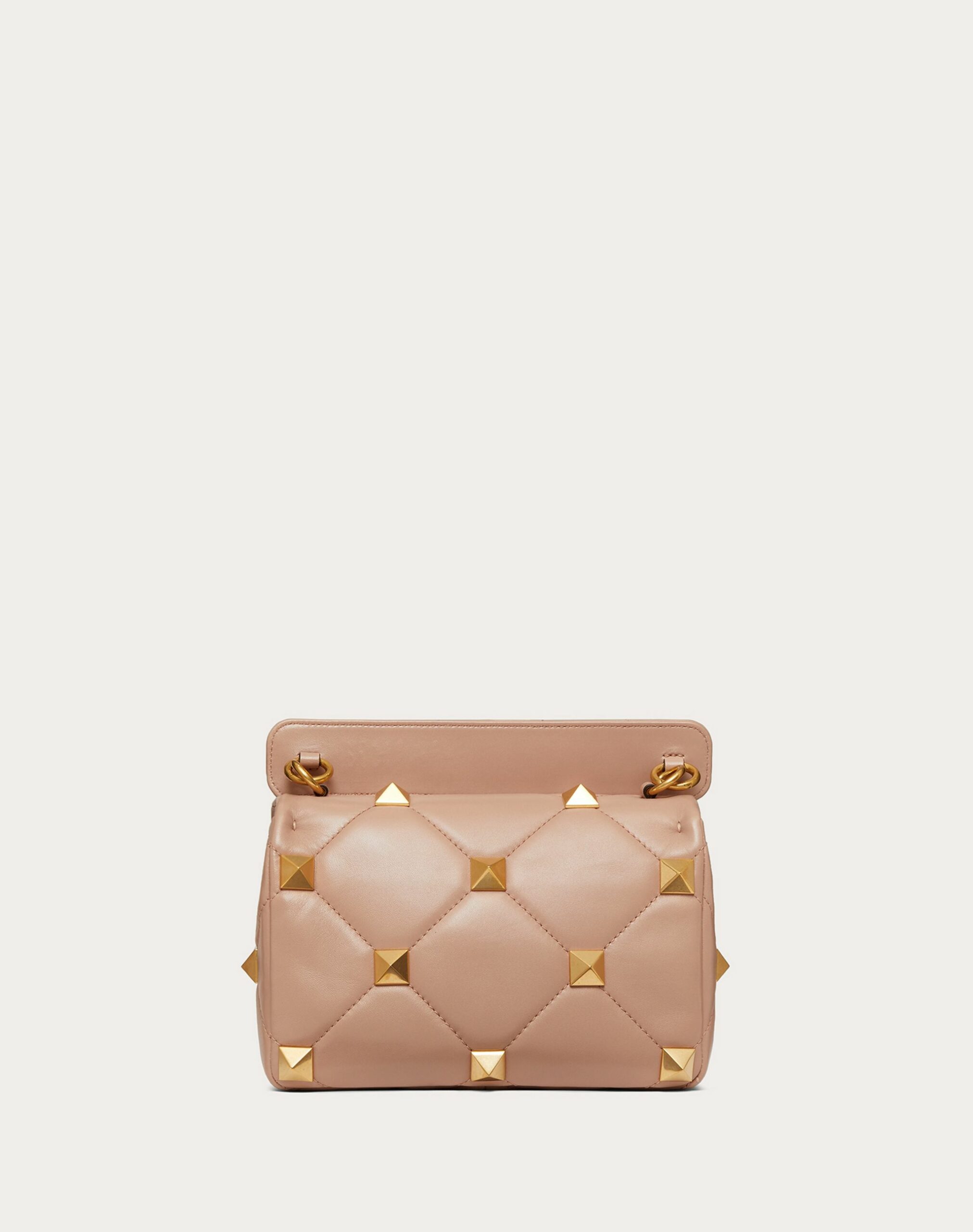 Valentino Medium Roman Stud The Shoulder Bag In Nappa With Chain Rose Cannelle (1W2B0I82BSFGF9)