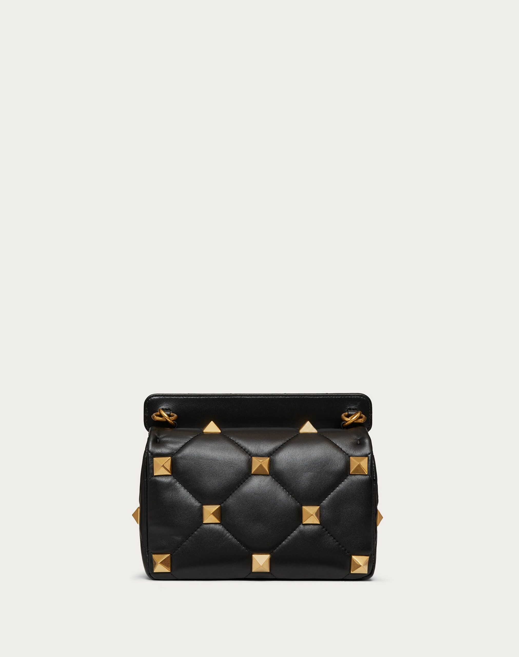 Valentino Medium Roman Stud The Shoulder Bag In Nappa With Chain Black (1W2B0I82BSF0NO)