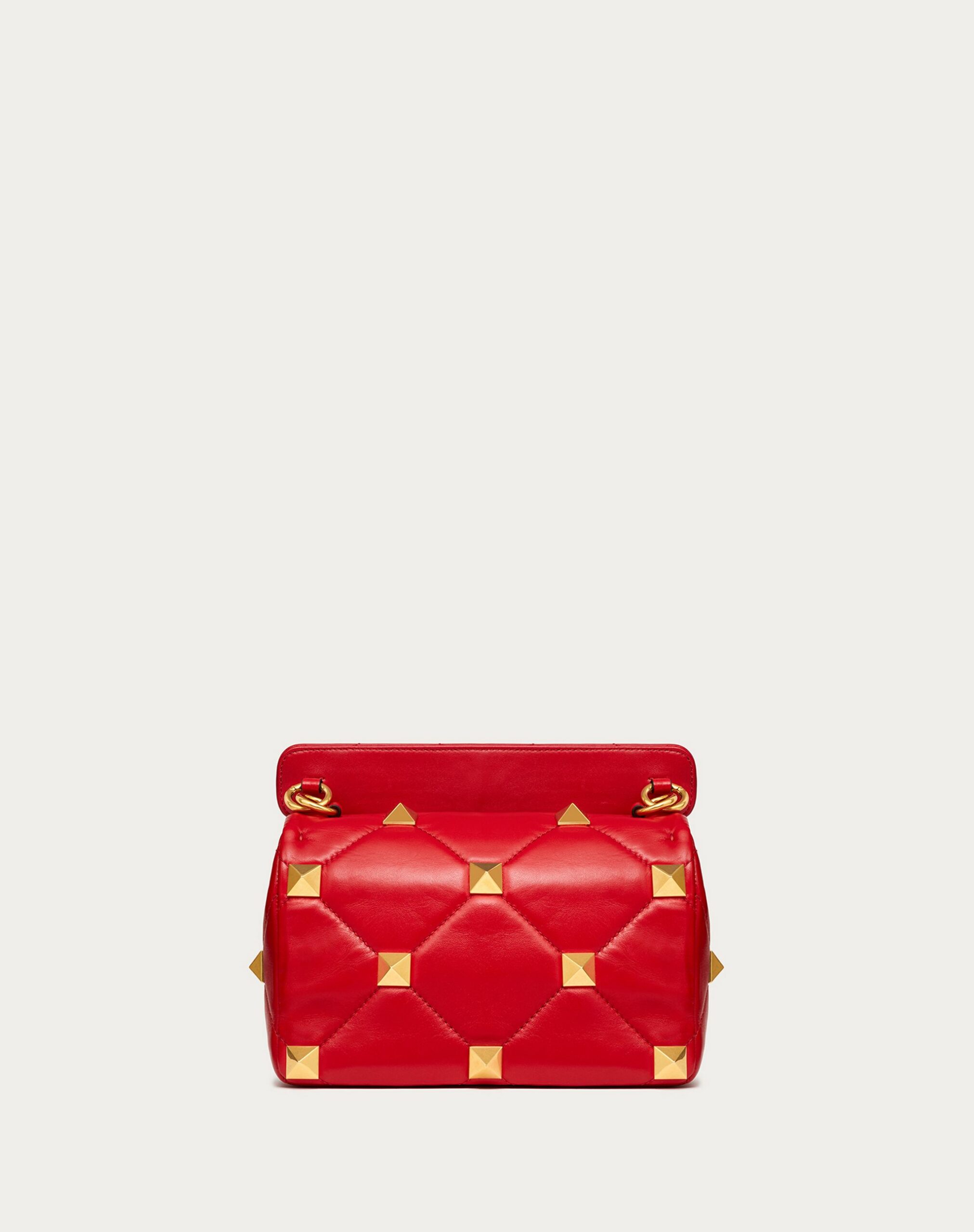 Valentino Medium Roman Stud The Shoulder Bag In Nappa With Chain Rouge Pur (WW2B0I82BSFJU5)