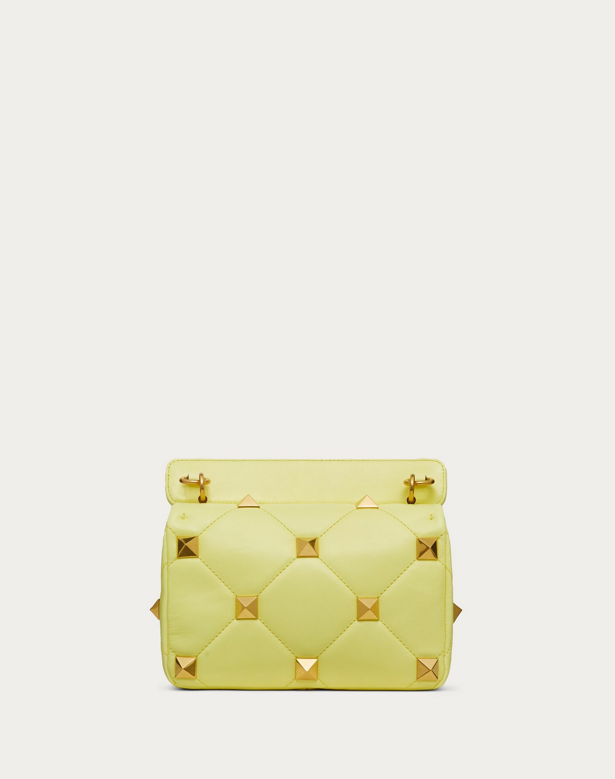 Valentino Medium Roman Stud The Shoulder Bag In Nappa With Chain Lime Sorbet (VW0B0I82BSFM20)