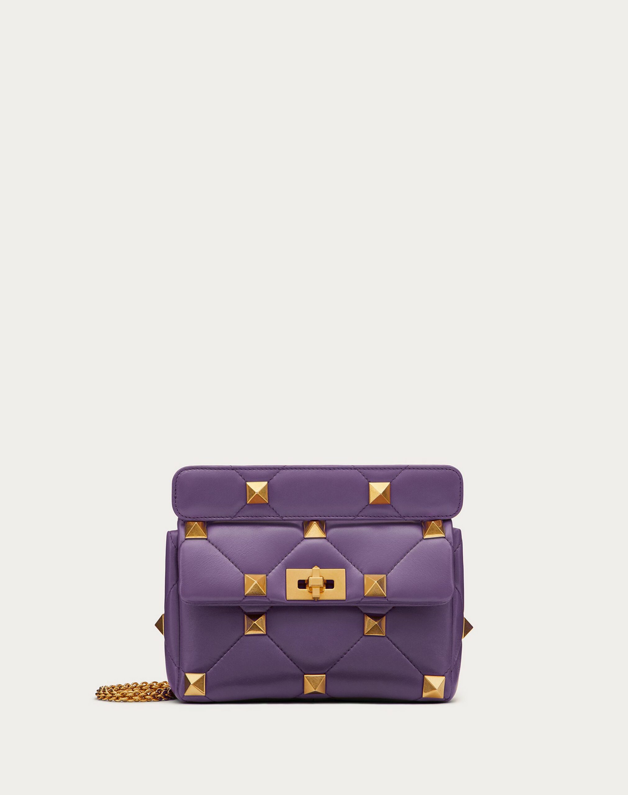 Valentino Medium Roman Stud The Shoulder Bag In Nappa With Chain Purple (XW0B0I82BSFT1N)