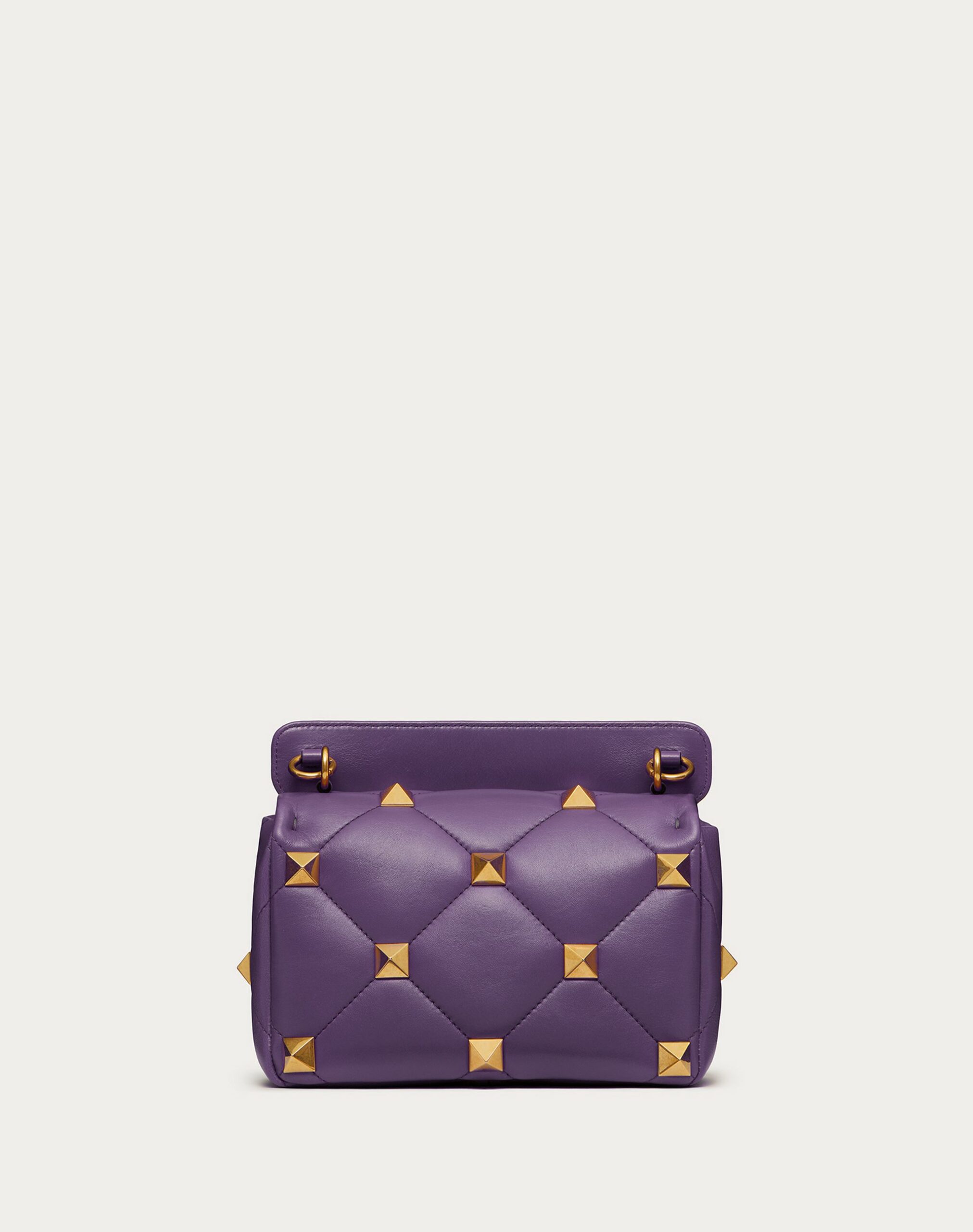 Valentino Medium Roman Stud The Shoulder Bag In Nappa With Chain Purple (XW0B0I82BSFT1N)