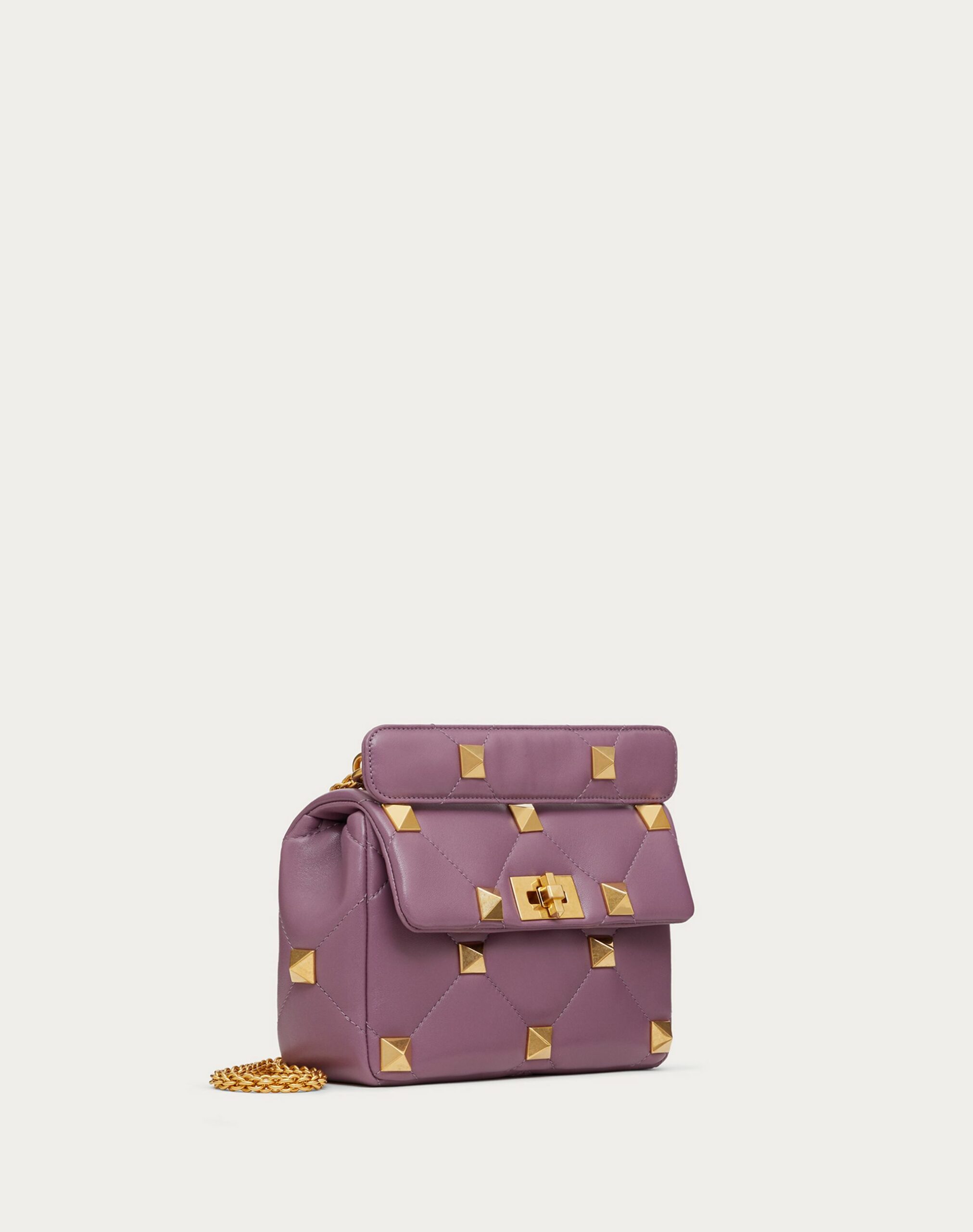 Valentino Medium Roman Stud The Shoulder Bag In Nappa With Chain Mauve (VW0B0I82BSFMM5)