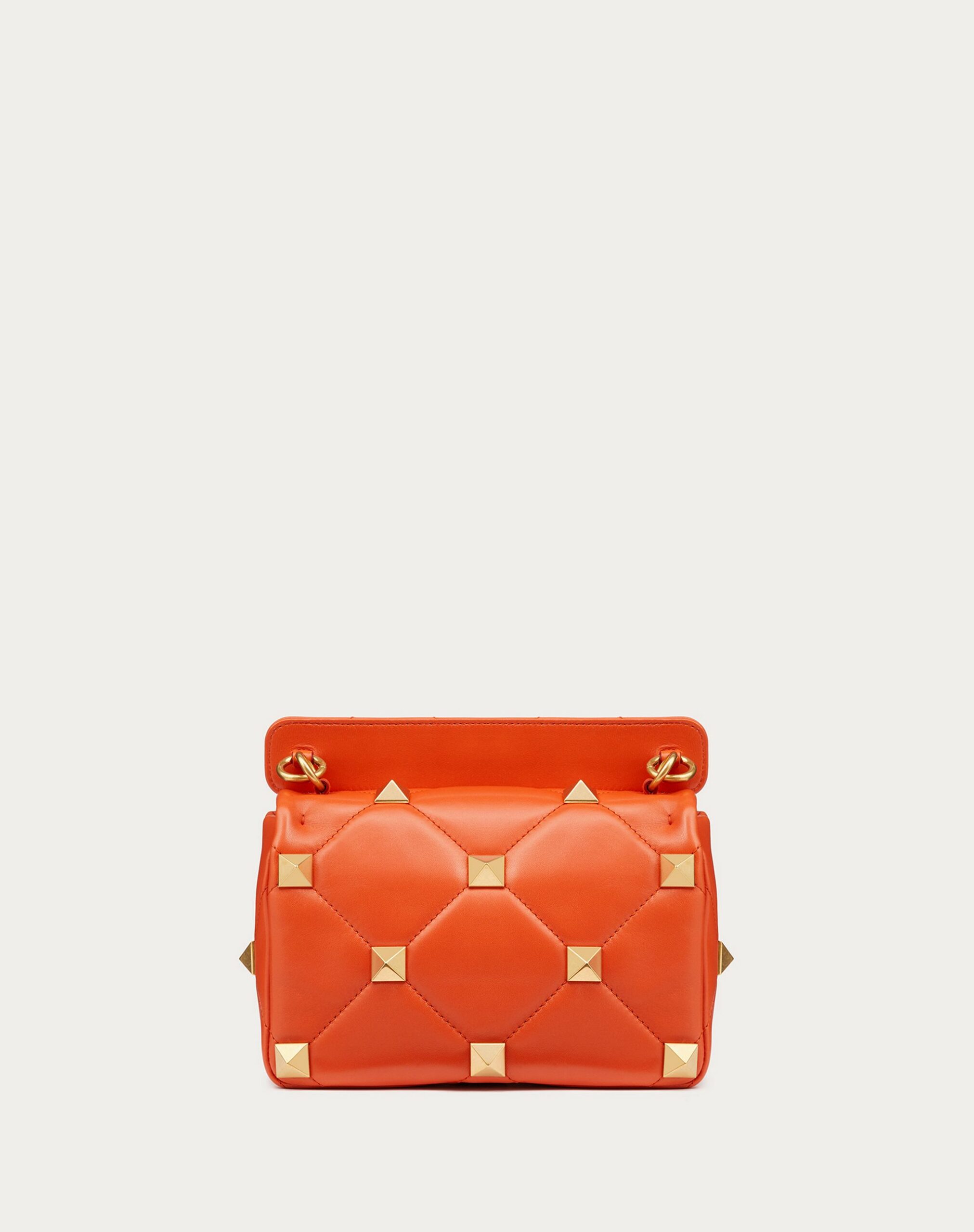 Valentino Medium Roman Stud The Shoulder Bag In Nappa With Chain Orange Zest (VW0B0I82BSFW03)