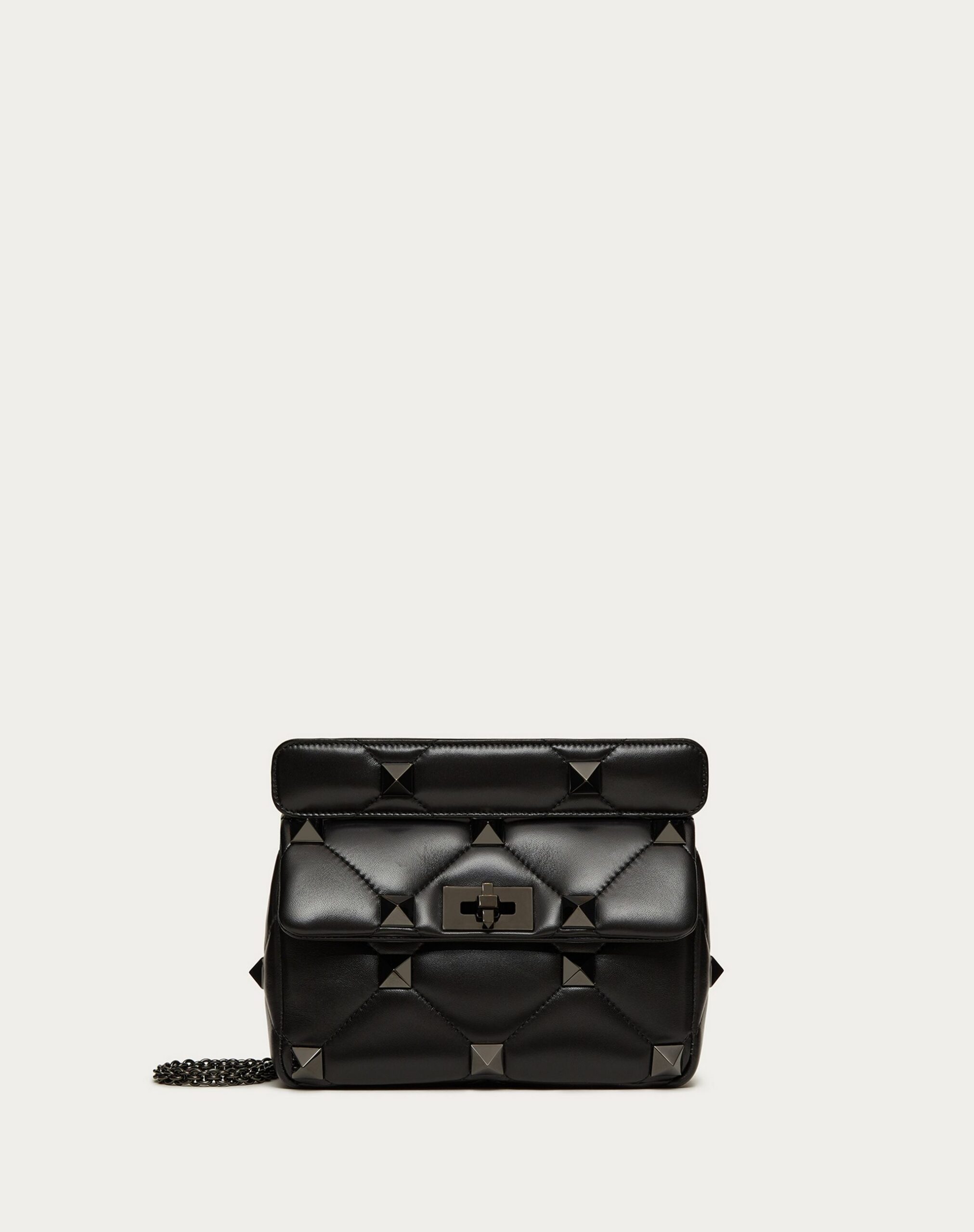 Valentino Medium Roman Stud The Shoulder Bag In Nappa With Chain And Tone-on-tone Studs Black (1W2B0I82LWB0NO)