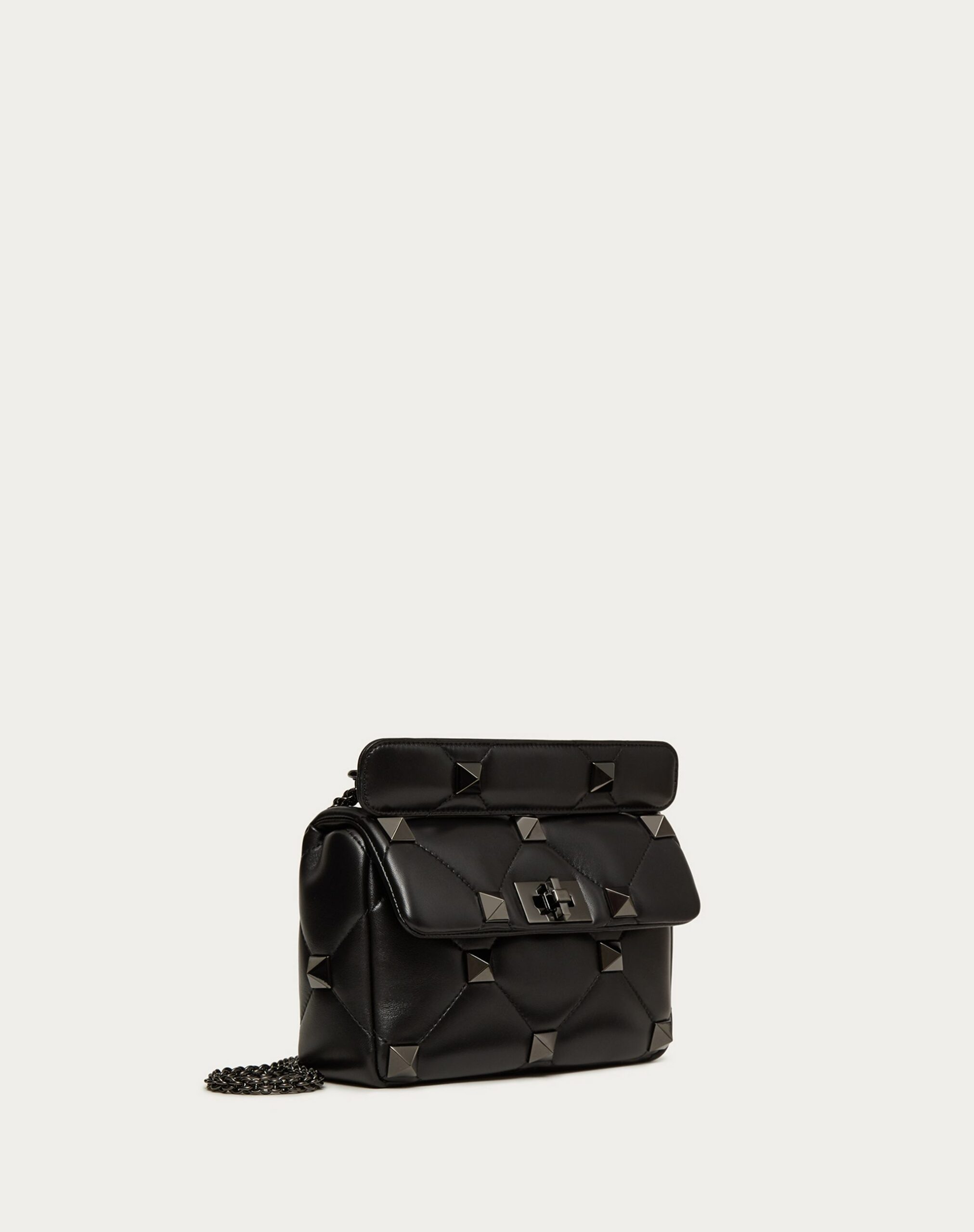 Valentino Medium Roman Stud The Shoulder Bag In Nappa With Chain And Tone-on-tone Studs Black (1W2B0I82LWB0NO)