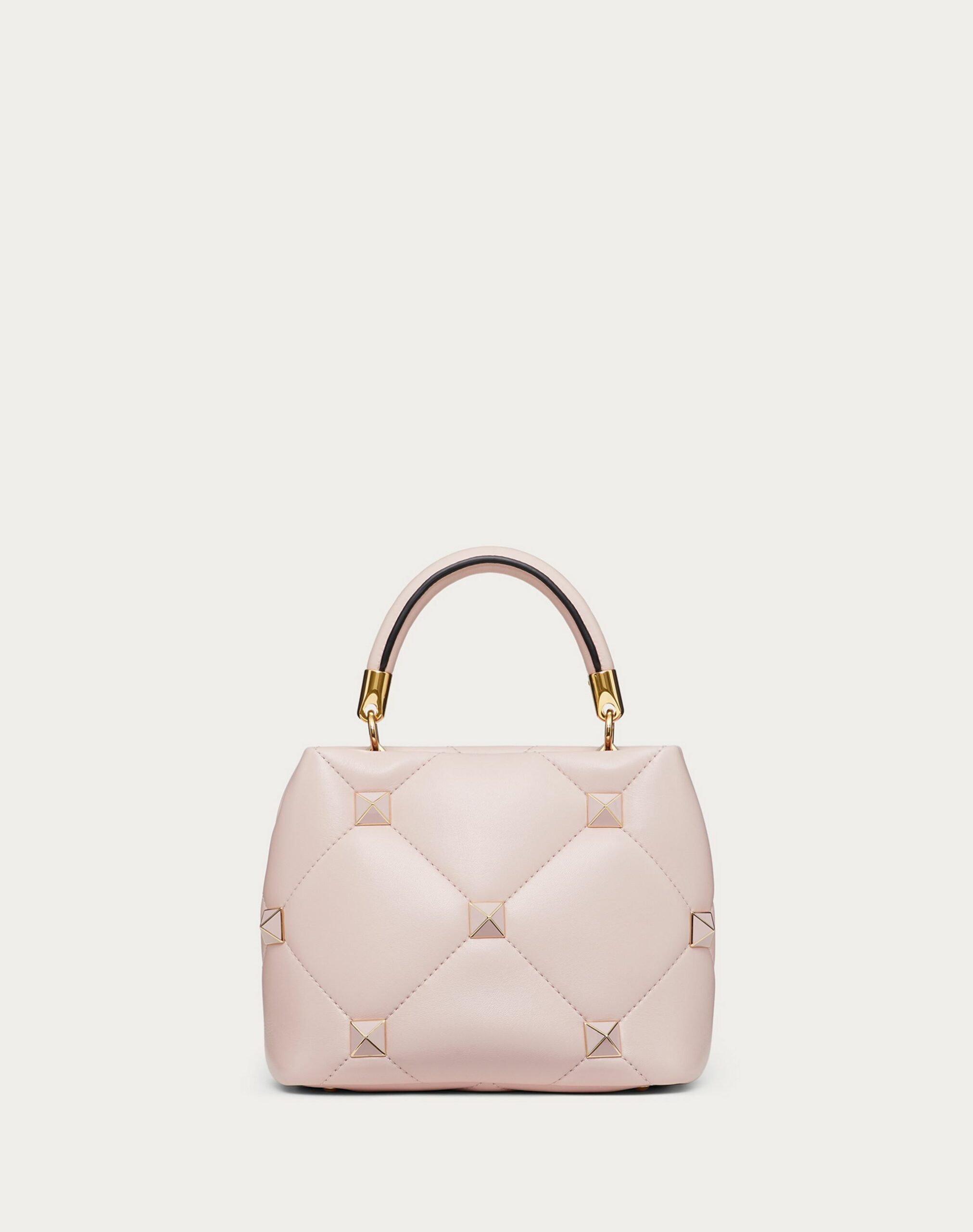 Valentino Small Roman Stud The Handle Bag In Nappa With Enamelled Studs Rose Quartz (XW2B0I97PTH16Q)