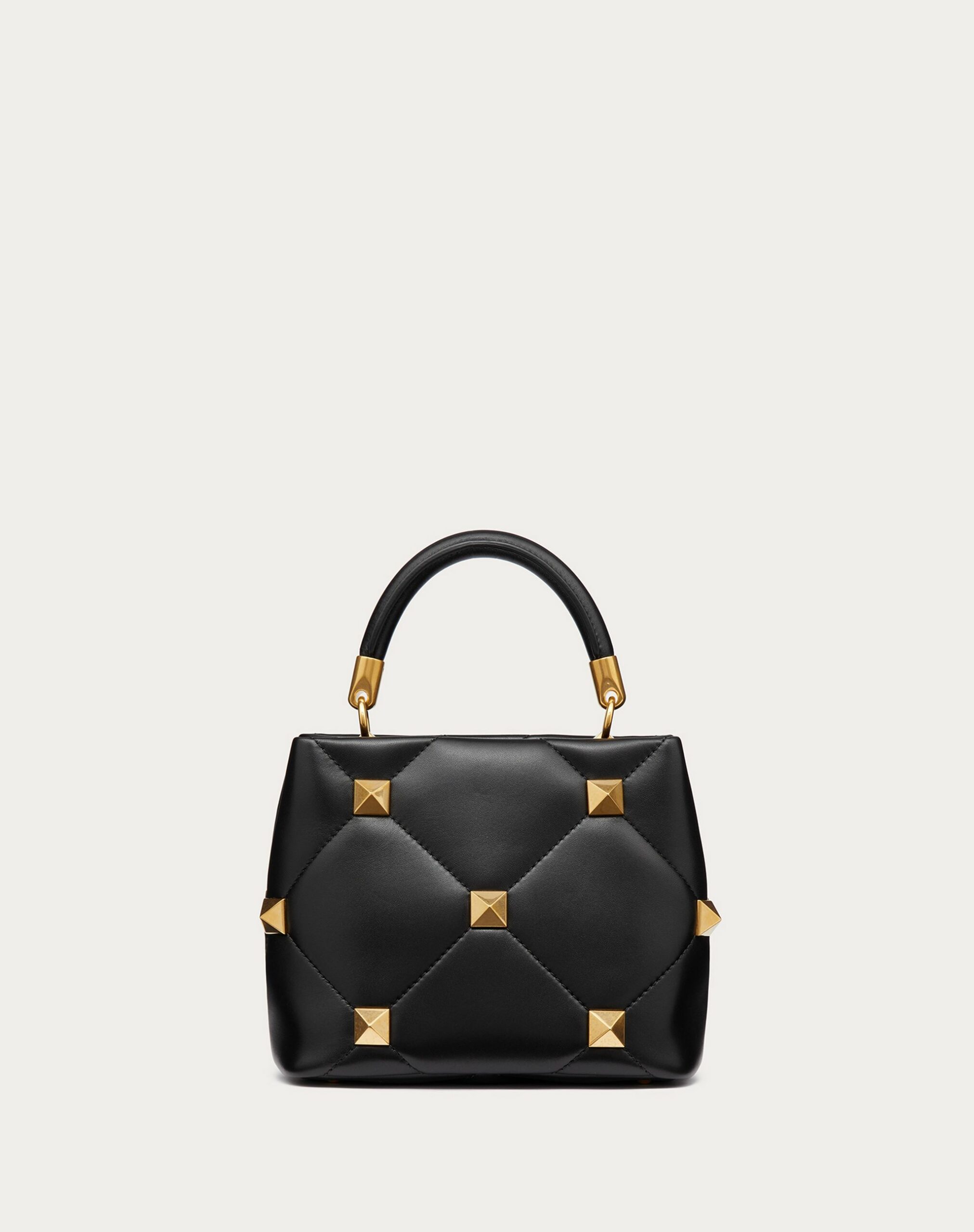 Valentino Small Roman Stud The Handle Bag In Nappa Black (1W2B0I97BSF0NO)