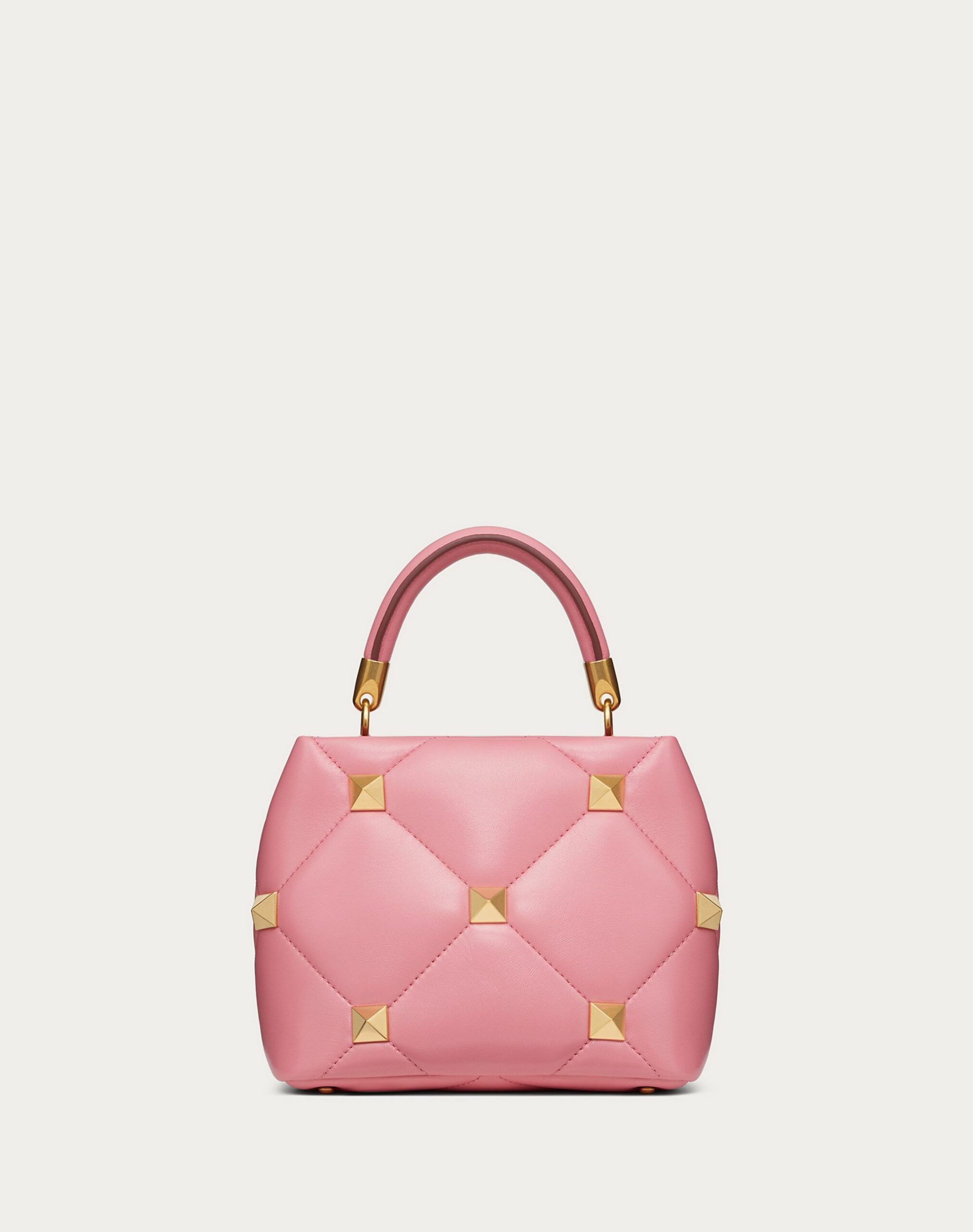 Valentino Small Roman Stud The Handle Bag In Nappa Flamingo Pink (VW0B0I97BSFW10)