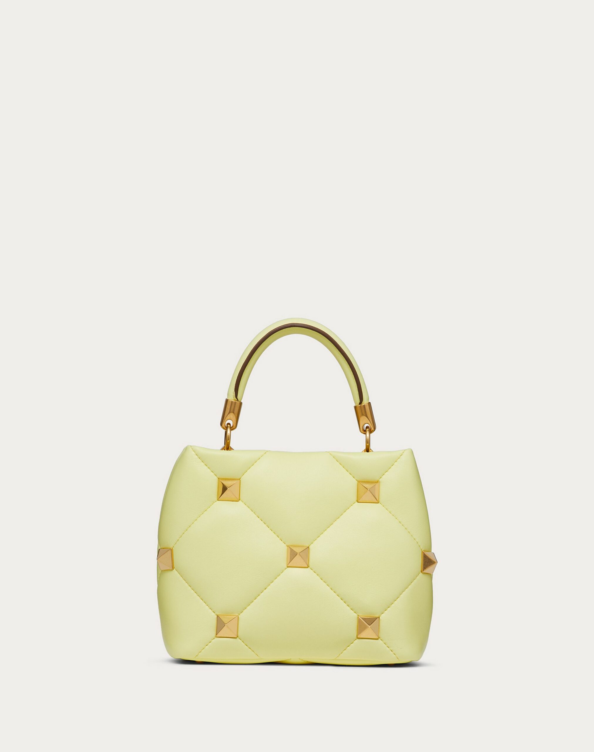 Valentino Small Roman Stud The Handle Bag In Nappa Lime Sorbet (VW0B0I97BSFM20)