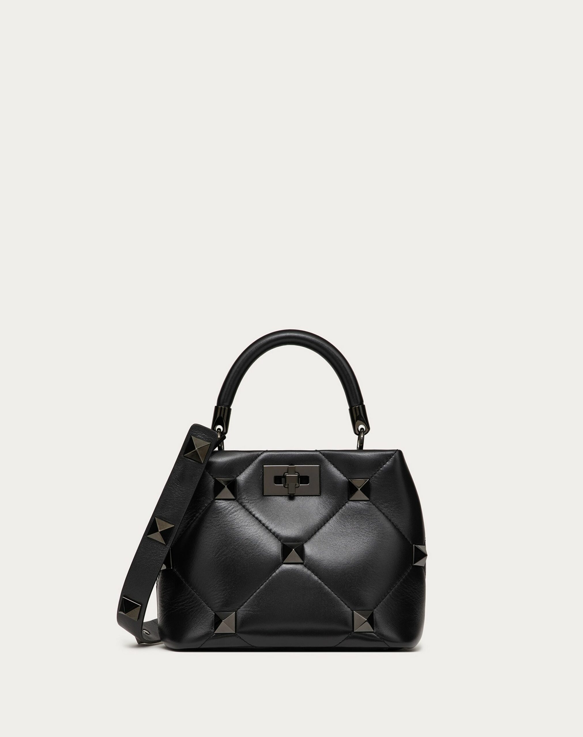 Valentino Small Roman Stud The Handle Bag In Nappa Leather With Tone-on-tone Studs Black (1W2B0I97LWB0NO)