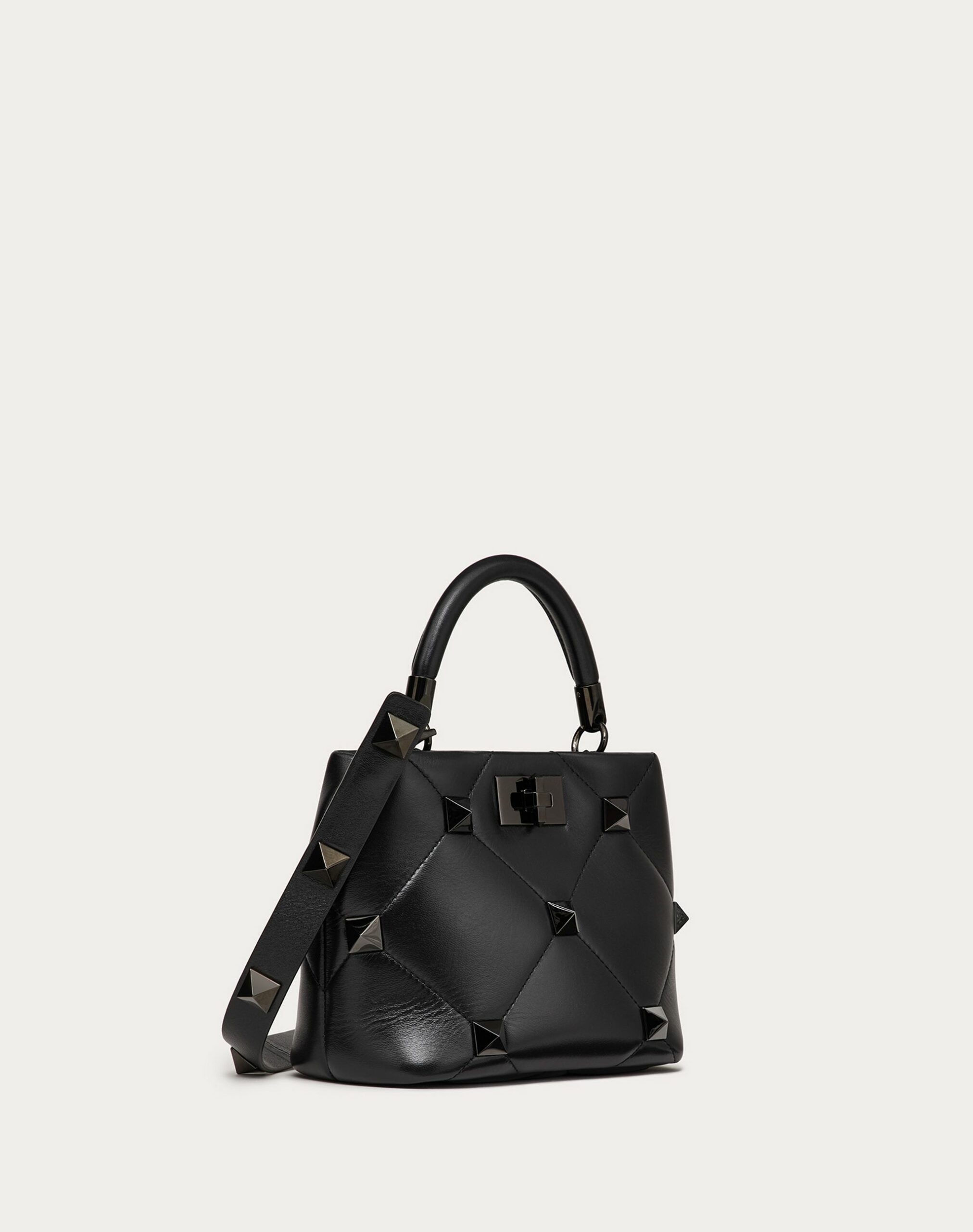 Valentino Small Roman Stud The Handle Bag In Nappa Leather With Tone-on-tone Studs Black (1W2B0I97LWB0NO)