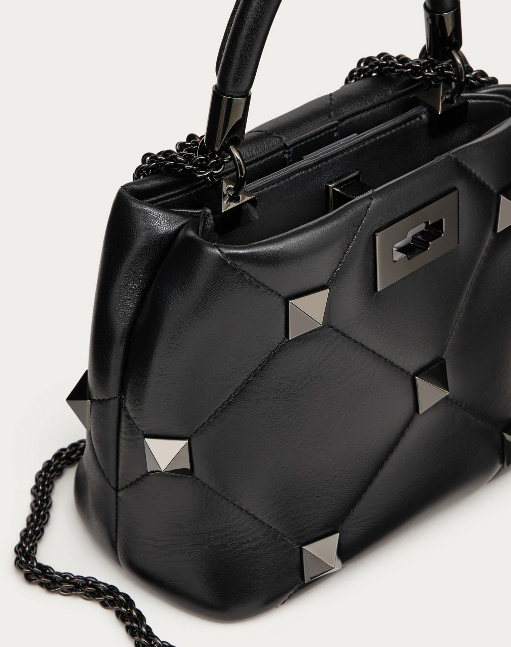 Valentino Small Roman Stud The Handle Bag In Nappa Leather With Tone-on-tone Studs Black (1W2B0I97LWB0NO)