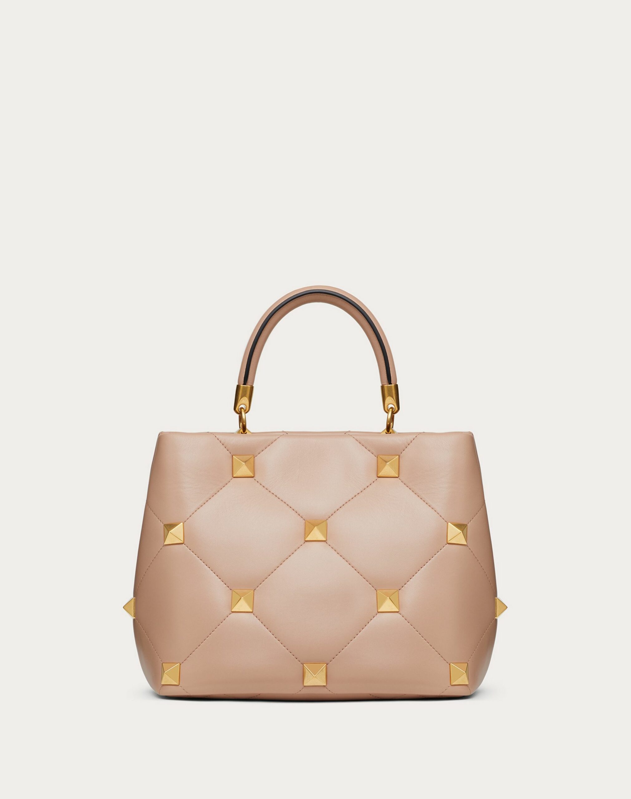 Valentino Roman Stud The Handle Bag In Nappa Rose Cannelle (XW2B0I96BSFGF9)