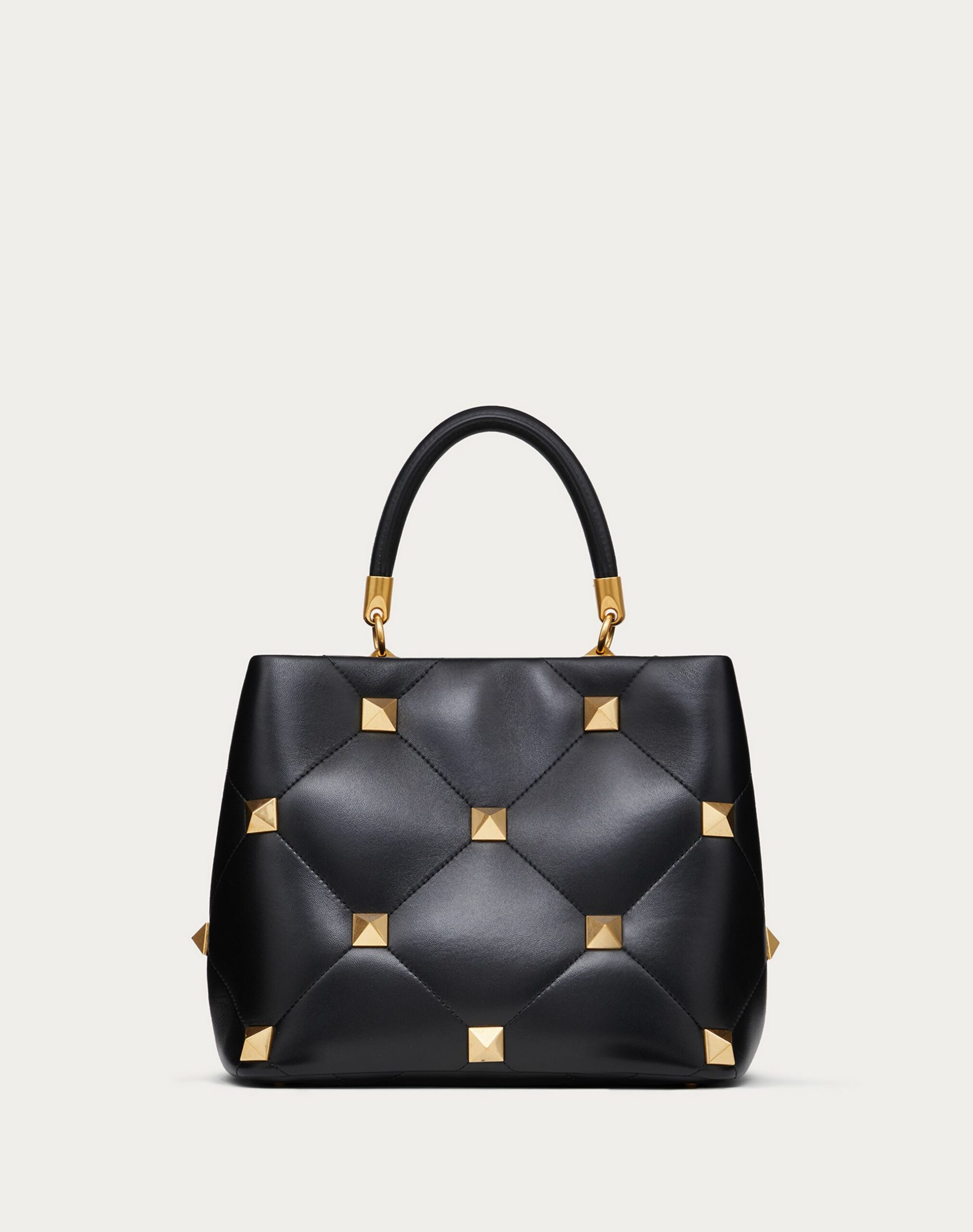 Valentino Roman Stud The Handle Bag In Nappa Black (XW2B0I96BSF0NO)