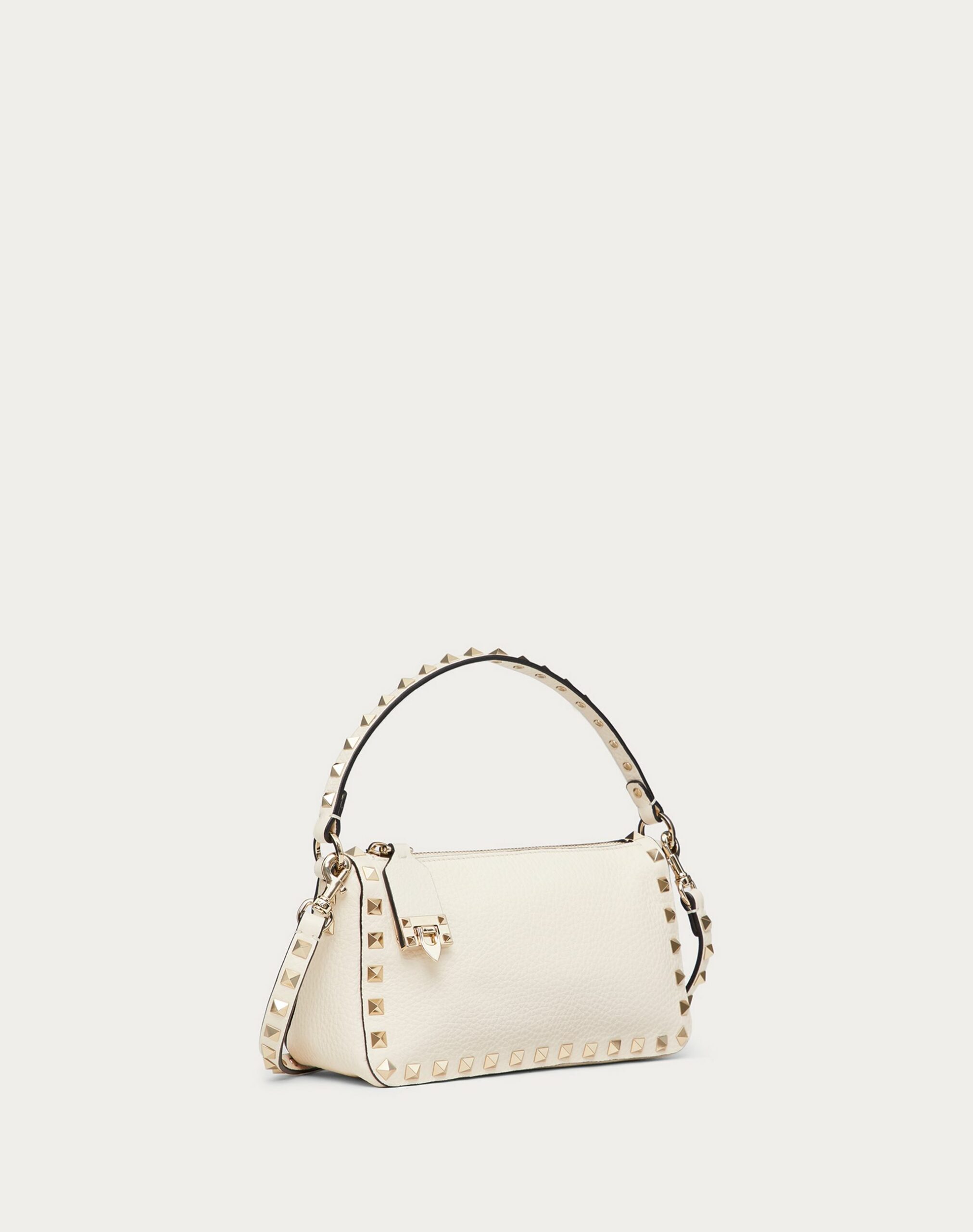 Valentino Small Rockstud Grainy Calfskin Crossbody Bag Light Ivory (1W2B0J47VSFI16)