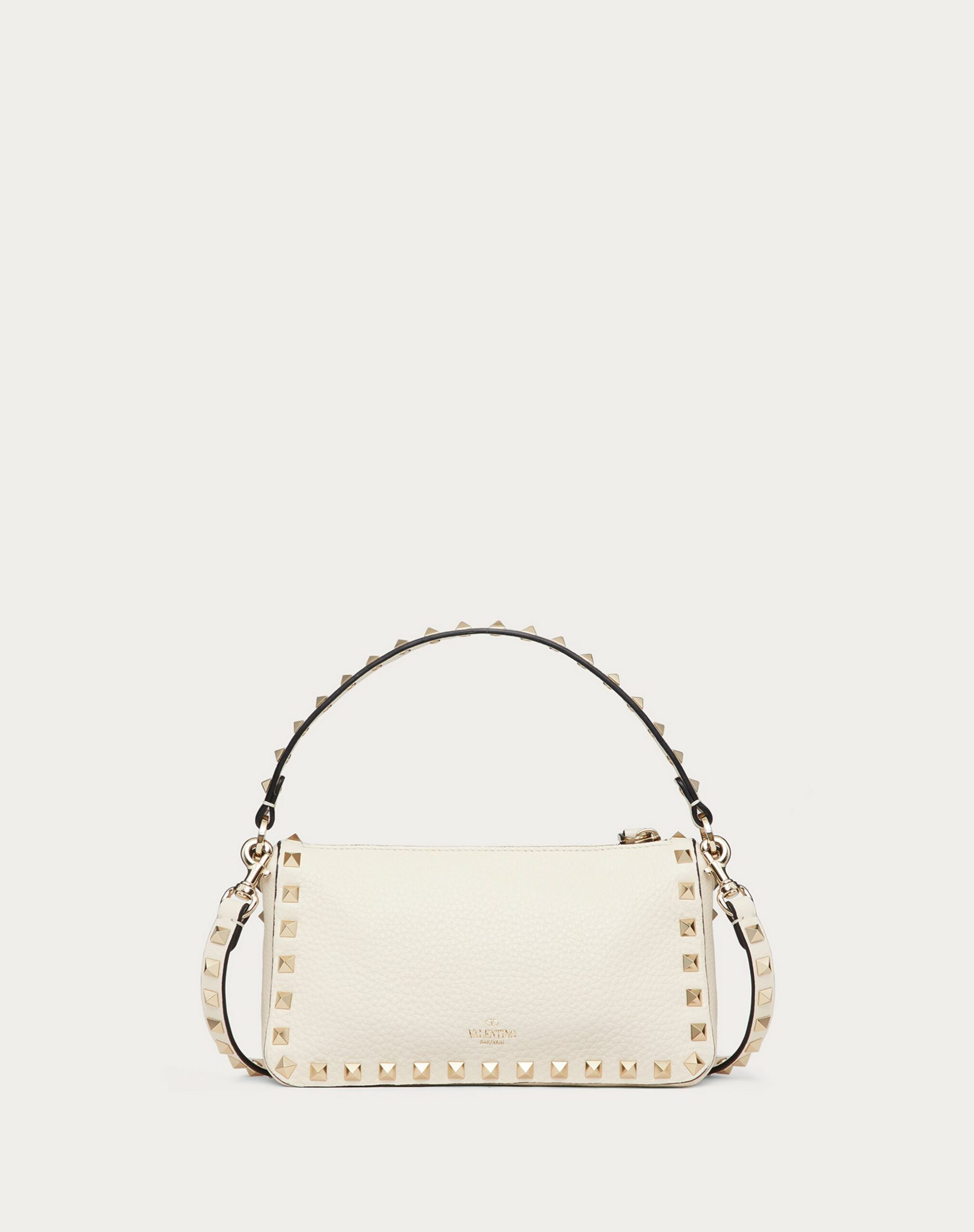 Valentino Small Rockstud Grainy Calfskin Crossbody Bag Light Ivory (1W2B0J47VSFI16)